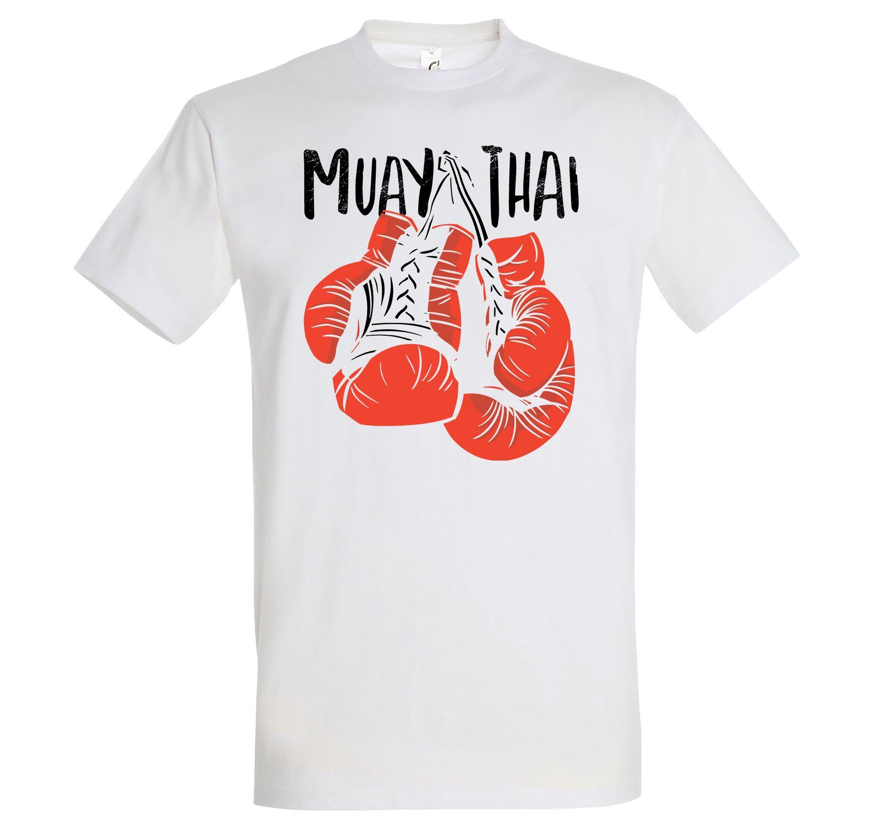 T-Shirt Muay Herren Designz Shirt Weiß trendigem Frontprint Thai Youth Boxen mit