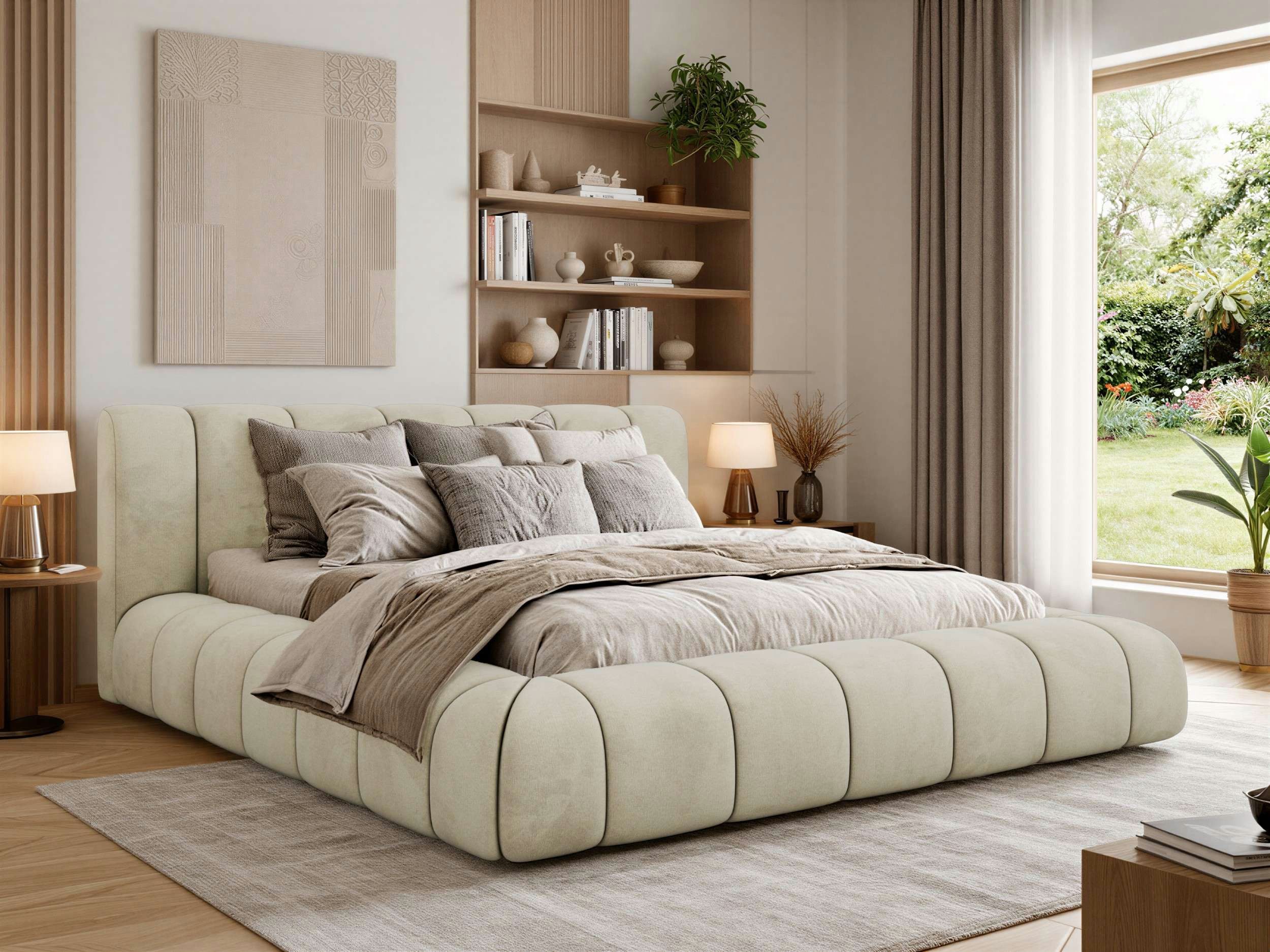 MKS MÖBEL Polsterbett NUBEA Classic (Bett mit Bettkasten, Set, mit Bettkasten & Lattenrost, ohne/mit Matratze, Größen 140–200cm), Doppelbett mit Gasdruckfedern, gepolstertes Kopfteil