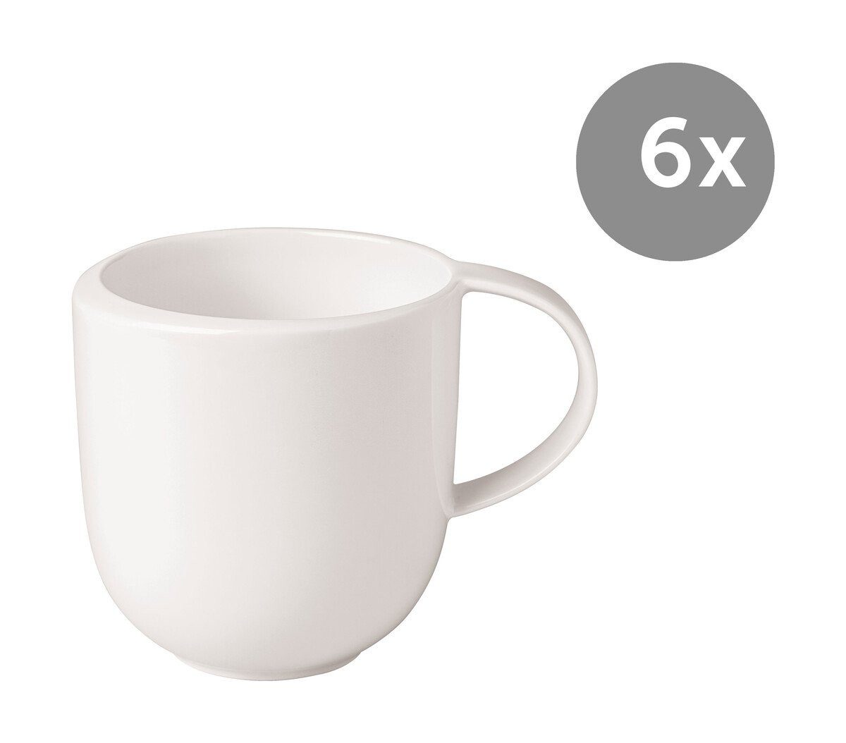 Villeroy & Boch Geschirr-Set Becher mit Henkel NewMoon weiß 6-tlg., Premium Porcelain