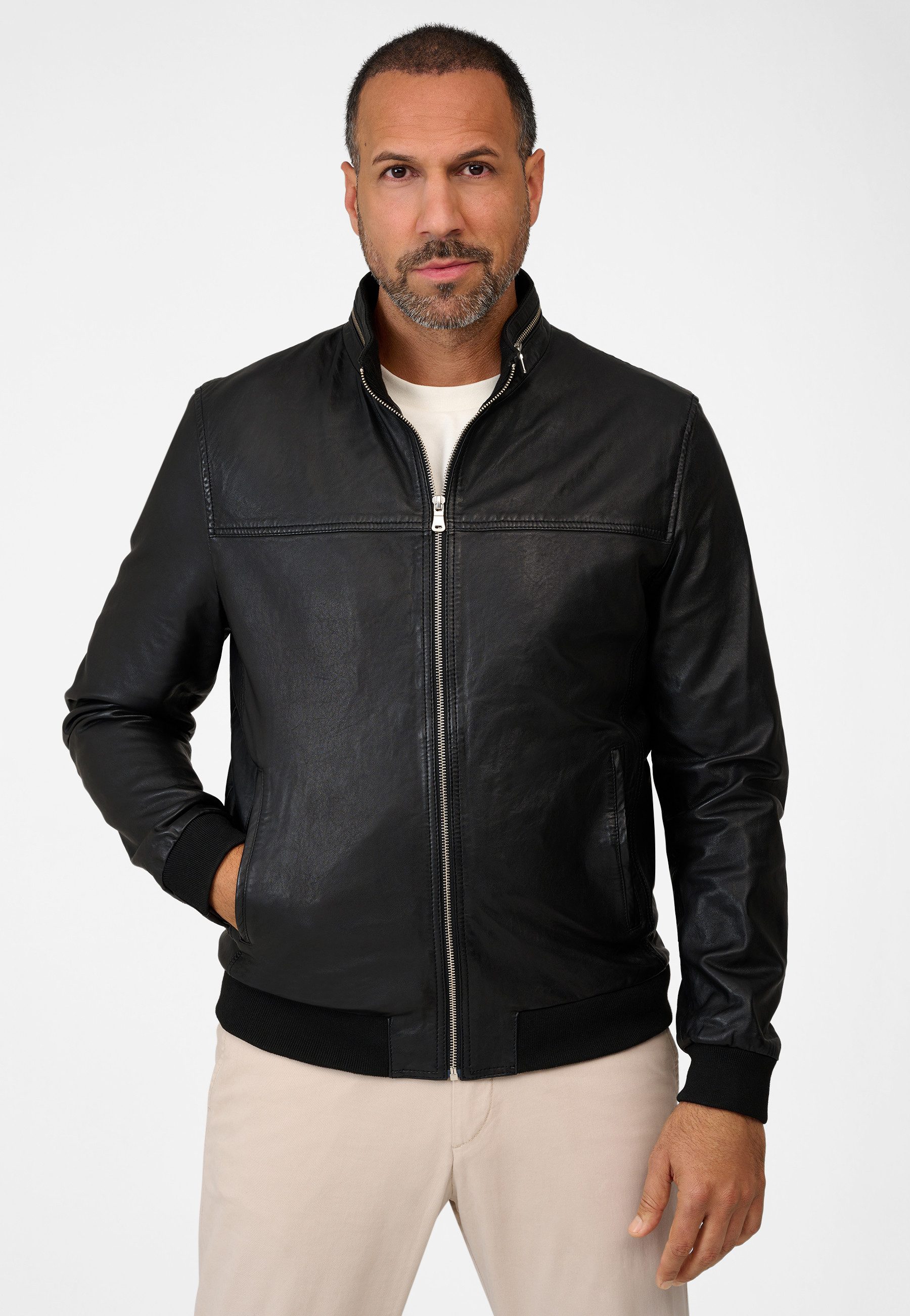 RICANO Lederjacke Martinus Lederjacke im Blouson-Stil mit Stehkragen