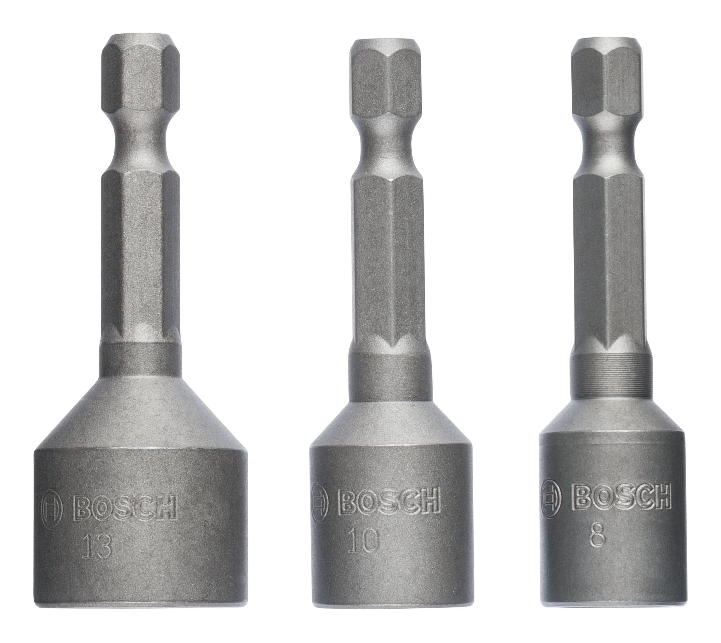 BOSCH Stecknuss, Steckschlüssel-Pack - 8, 10, 13 x 50 mm - 3-teilig