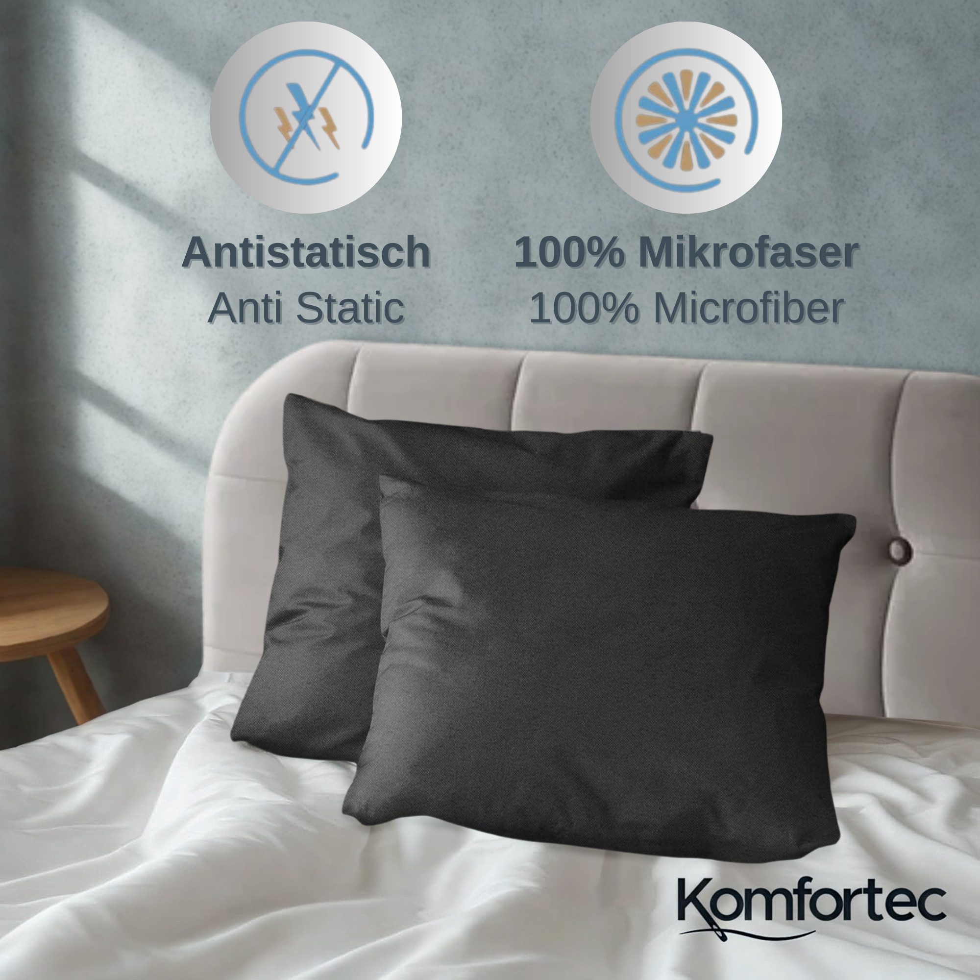 Komfortec Bettwäsche Premium, 135 x 200 bis 220 x 240 cm, 6 verschiedene Größen zur Auswahl, gebürstet 100% Mikrofaser, 4 teilig, Superweiches Bettwäsche-Set, Knitterfrei, Atmungsaktiv