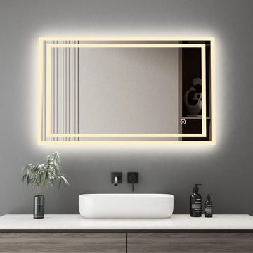 WDWRITTI Badspiegel Wandspiegel Led Speicherfunktion 3 Lichtfarbe Helligkeit einstellbar (Badezimmerspiegel,Lichtspiegel,Spiegel, 100x60cm), Memory-Funktion,energiesparender,IP44