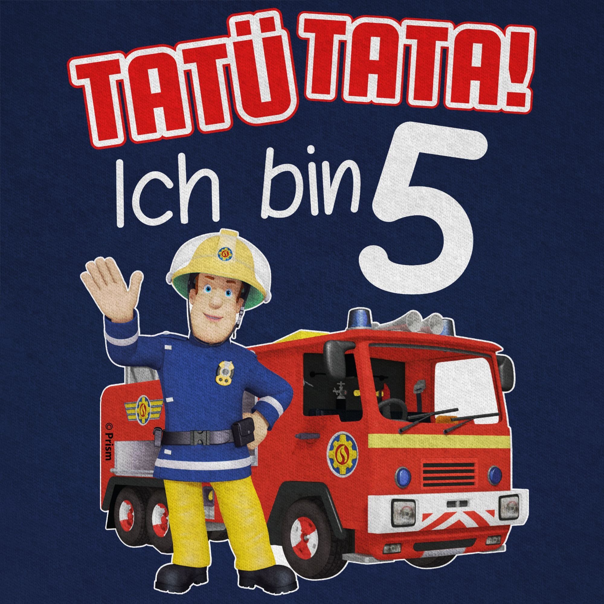 5 02 - T-Shirt Feuerwehrmann Dunkelblau Shirtracer Ich Jungen bin rot Tata! Sam Tatü