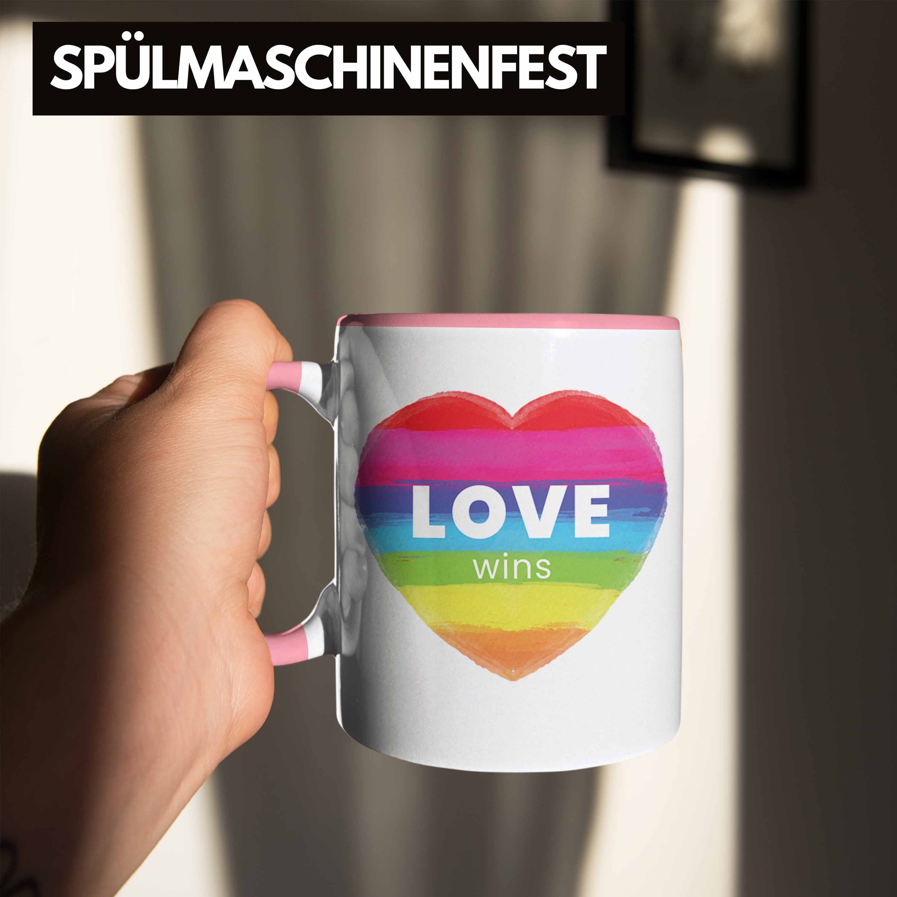 Trendation Tasse Trendation Rosa Tasse Schwule Regenbogen Transgender Love - LGBT Pride Lesben Geschenk Grafik