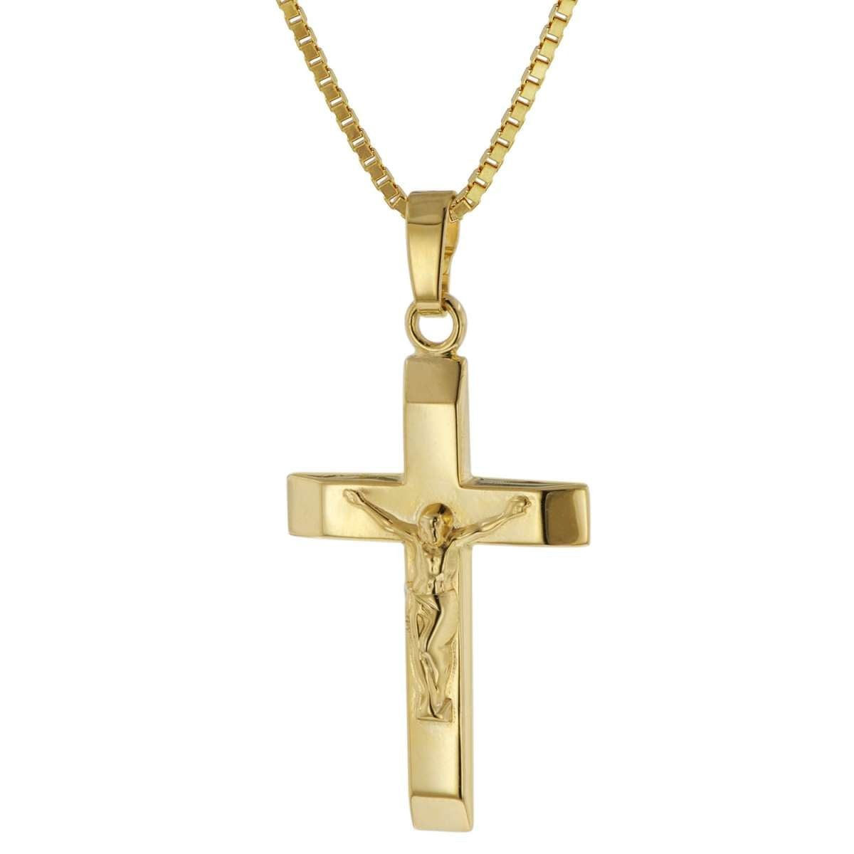 trendor Kreuzkette 39055, Kruzifix-Anhänger 22 mm Gold 333 mit goldplattierter