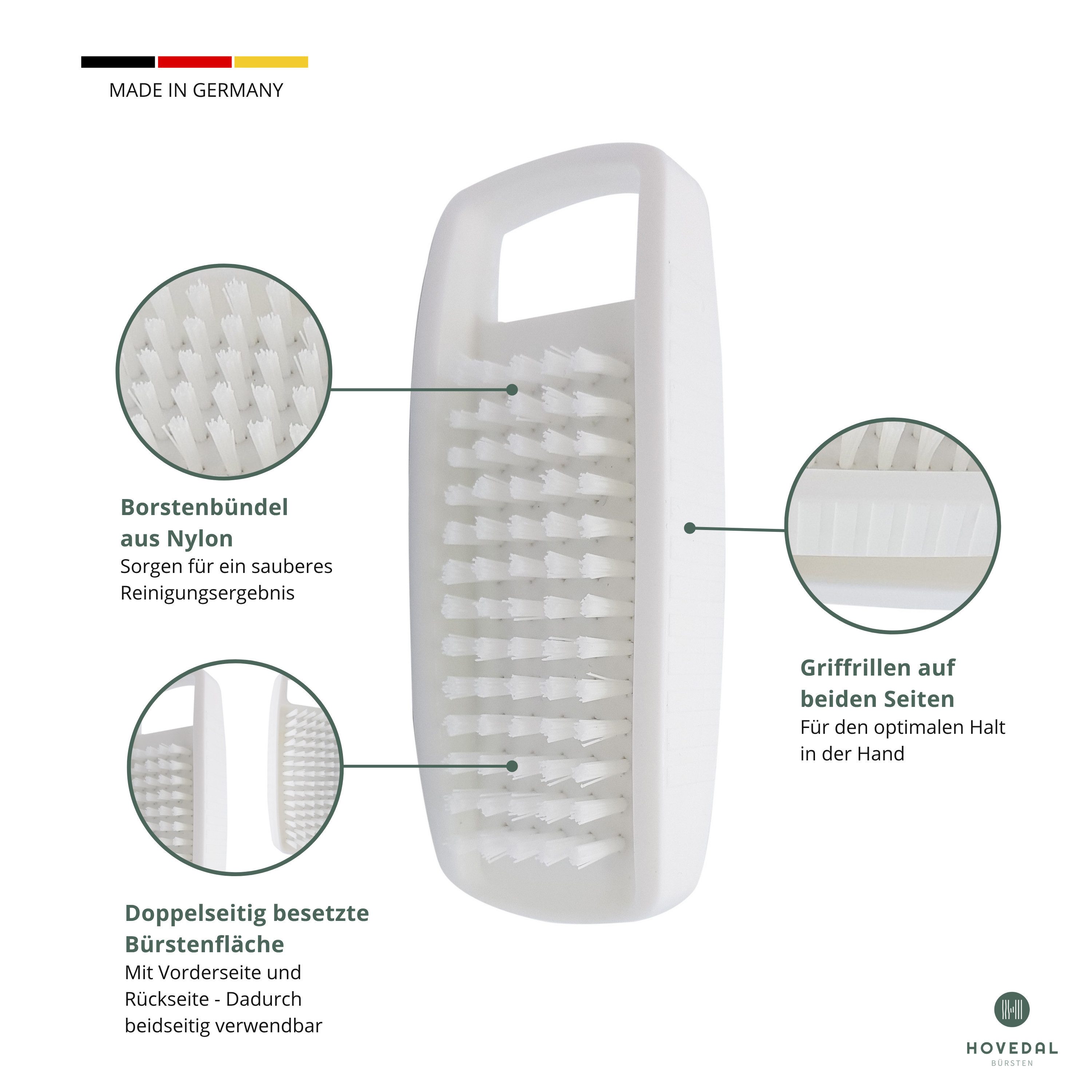 Hovedal Nagelbürste 3er Set Ersatz Nagelbürste, Nachfüllset für Halterung, Handwaschbürste, Handbürste zum Aufhängen, Nagelbürsten für Halter, Waschbürste