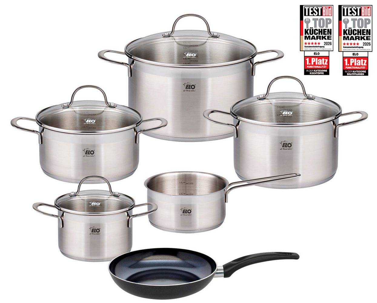 Elo Topf-Set Top Collection 10-teilig, Edelstahl 18/10 (Set, 10-tlg), Induktion