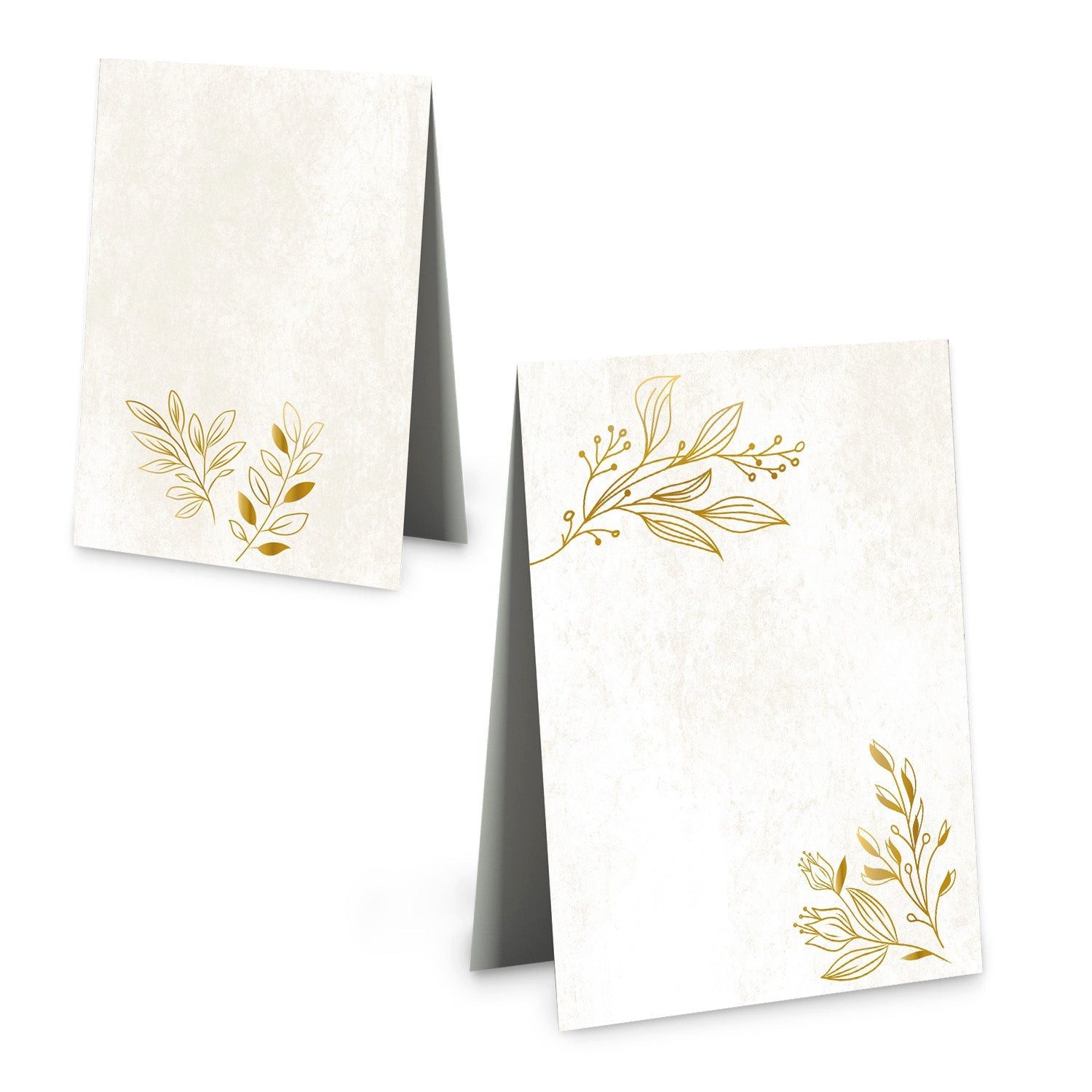 Logbuch-Verlag Klappkarte Boho Tischkarten 25 Stück beige mit goldfolierten Zweigen