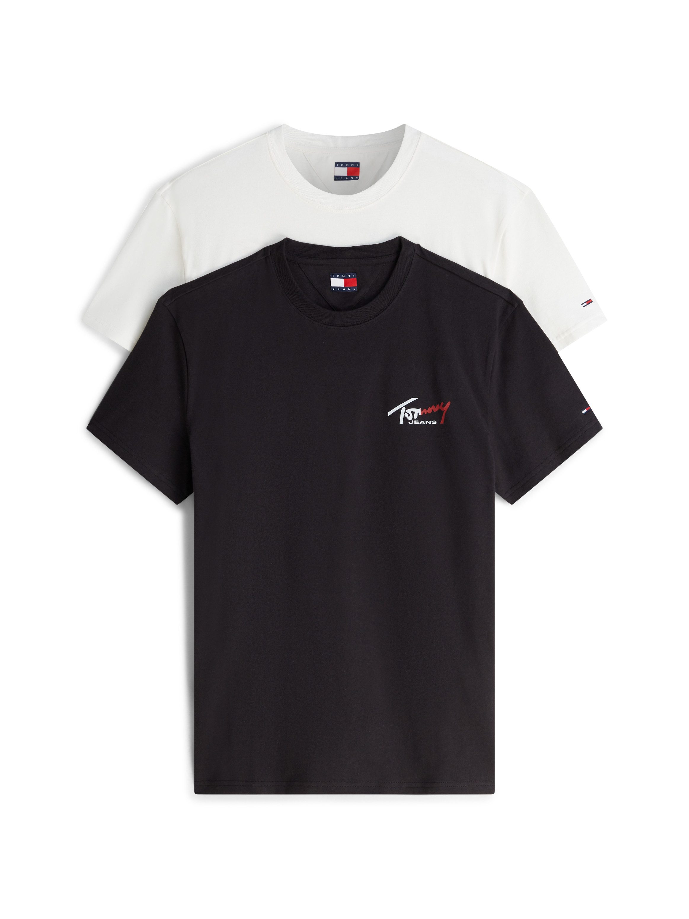 Tommy Jeans T-Shirt TJM REGULAR SIGNATURE 2PACK (Packung, 2-tlg) großer Rückenprint