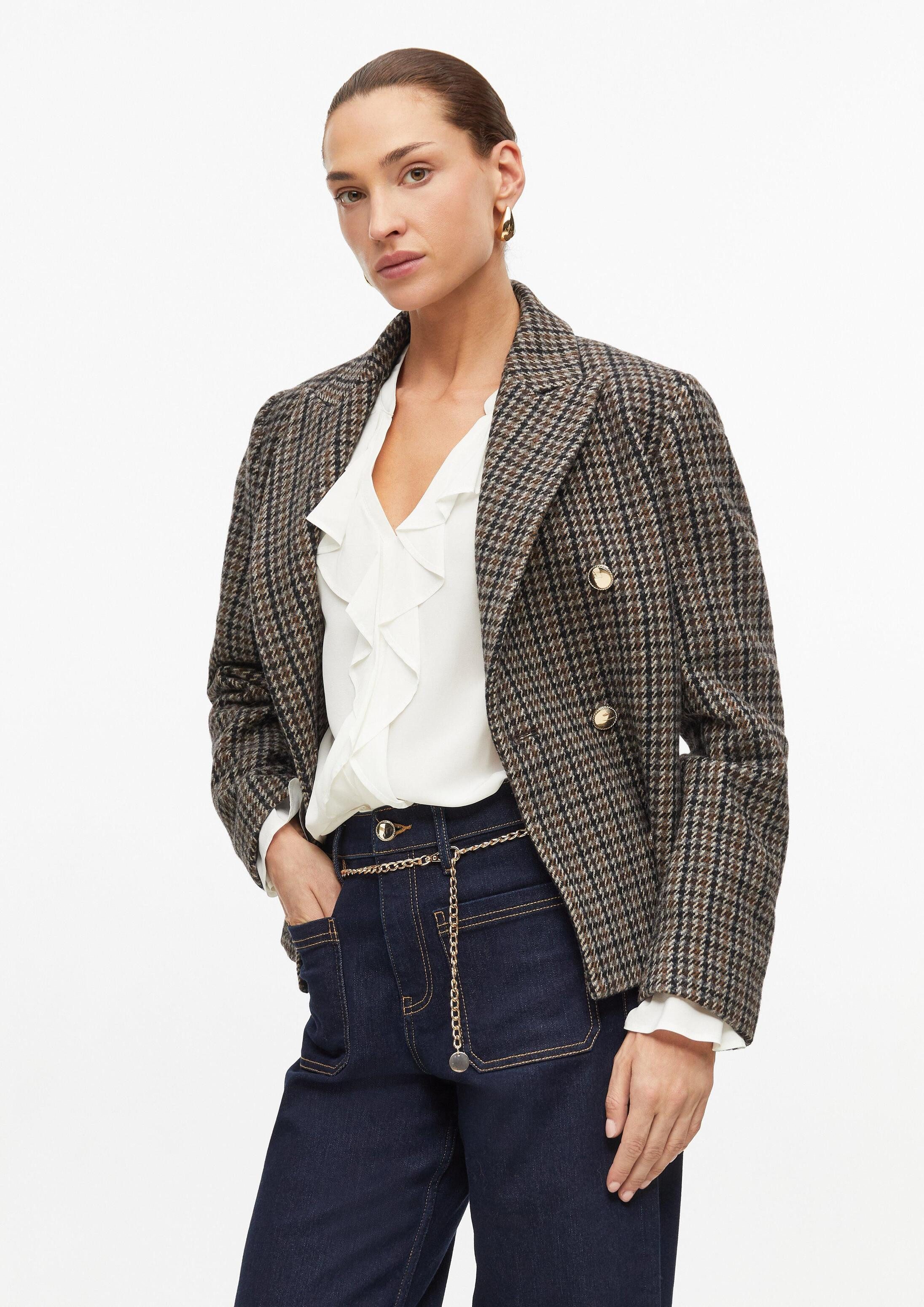 s.Oliver Funktionsjacke Indoor-Jacke Blazer-Jacke mit Hahnentrittmuster