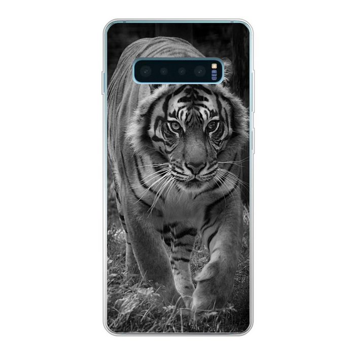 MuchoWow Handyhülle Tiger - Gras - Wilde Tiere Phone Case Handyhülle Samsung Galaxy S10 Lite Silikon Schutzhülle
