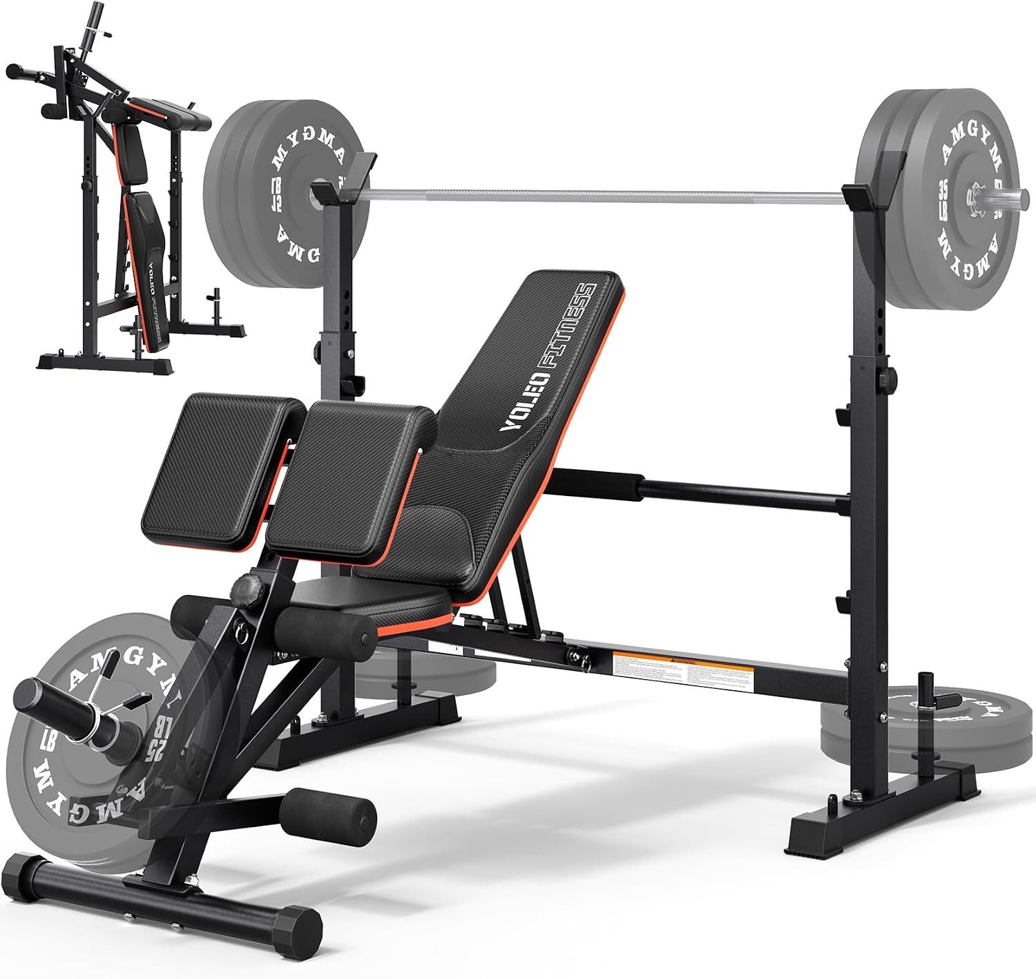 Dripex Half Rack Hantelbank klappbar, verstellbare Fitnessbank mit Langhantelablage