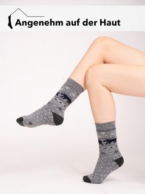 HomeOfSocks Kuschelsocken Hygge Socken Dick für Herren & Damen mit Wolle und Eisbär Motiv mit Frottee