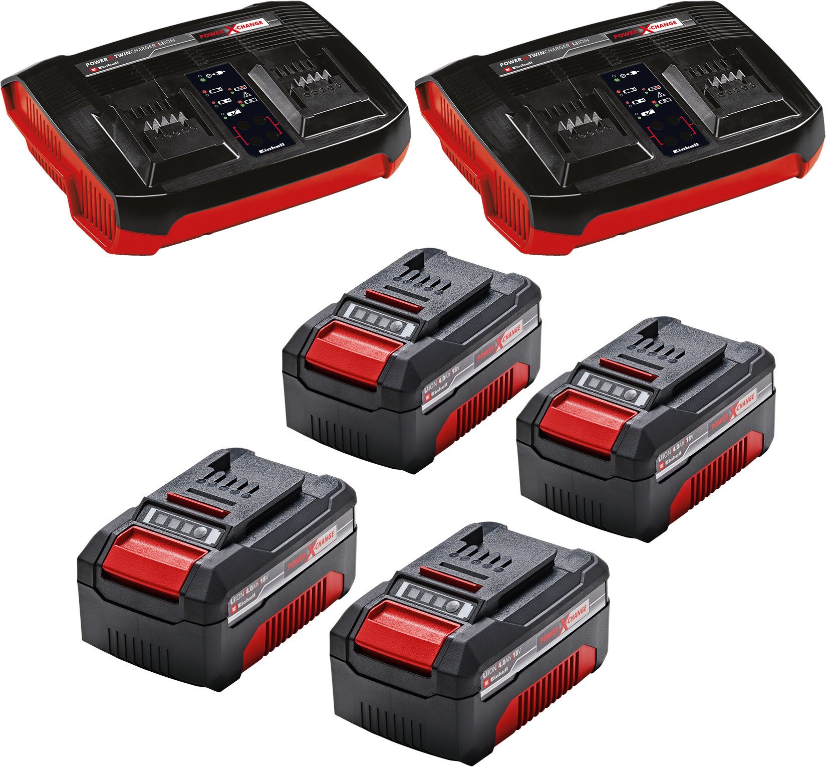 Einhell Akkurasenmäher GP-CM 36/47 S Li BL (4x4,0Ah), 47 cm Schnittbreite, 4 x 4 Ah Akku und 2 Twincharger