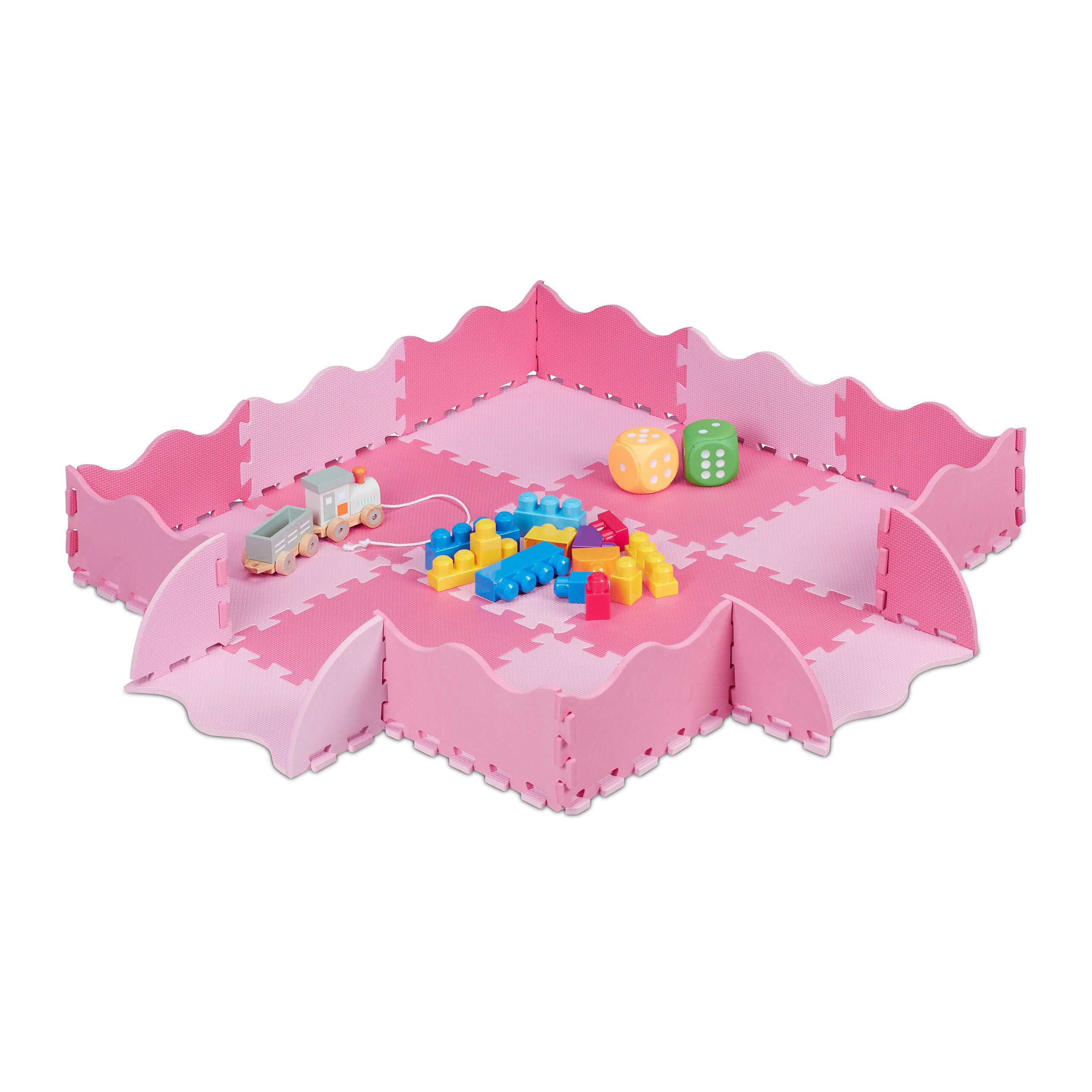 relaxdays Spielmatte 25-teilige Puzzlematte mit Rand, Rosa günstig online kaufen