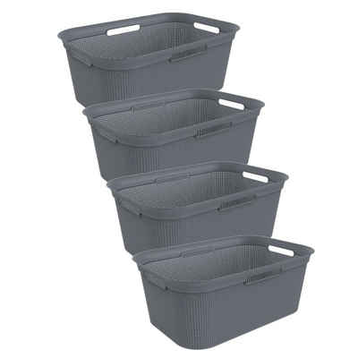 ROTHO Wäschekorb Brisen 4er-Set Wäschekorb 40l, Kunststoff (PP) BPA-frei (Wäschekorbset, 4er-Set), Löcher an den Seiten ermöglicht Luftzirkulation innerhalb der Wäschebox