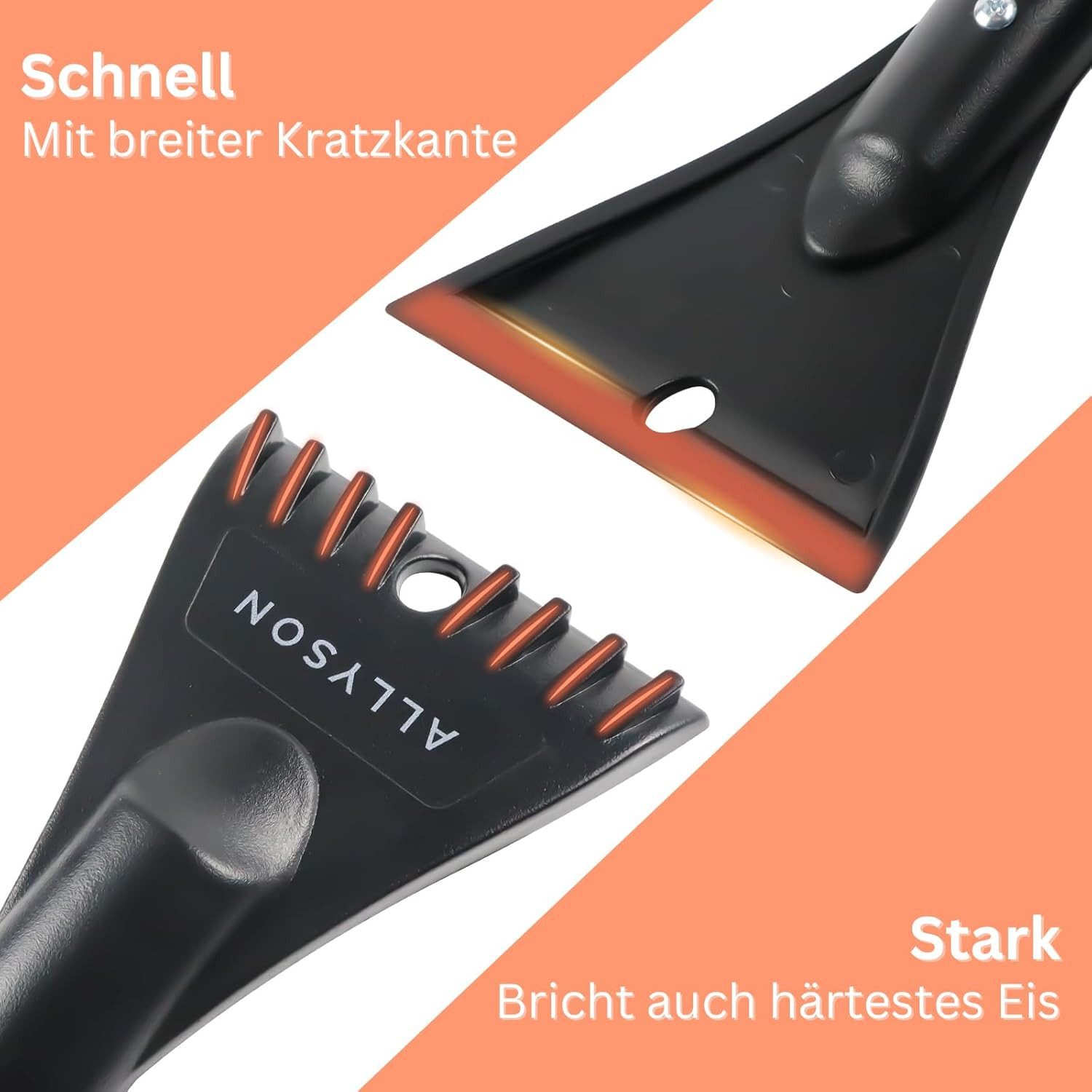 Allyson Telescopic Ice Scraper with Snow Brush, Ergonomic Telescopic Ice Scraper for Cars, Extendable, Telescopic Pole