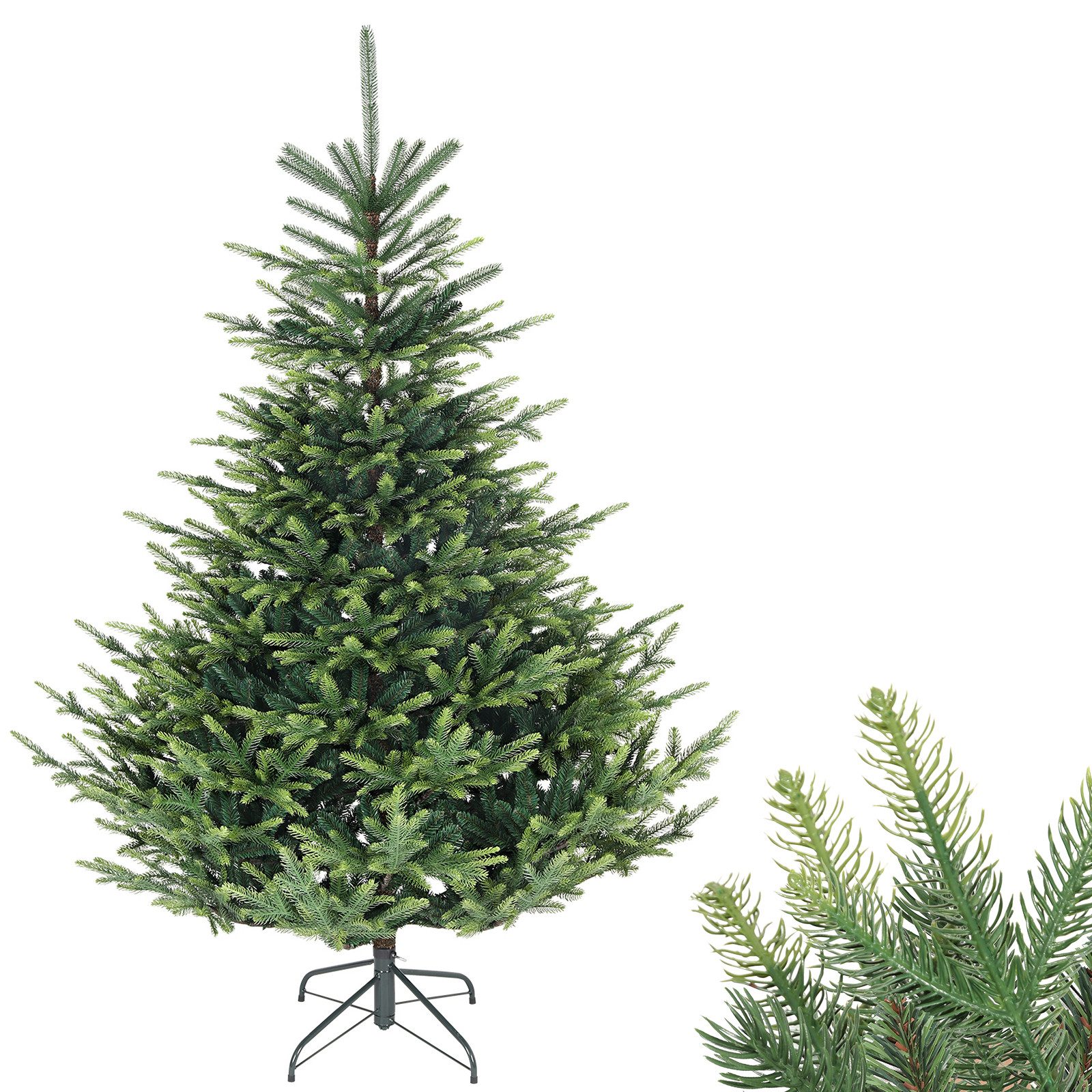 Salcar Künstlicher Weihnachtsbaum Weihnachtsbaum Künstlich Tannenbaum mit naturgetreuen Spritzguss PE, Nordmanntanne, 180 cm hoch, 2525 Zweige, 74 % PE, 130 cm Durchmesser
