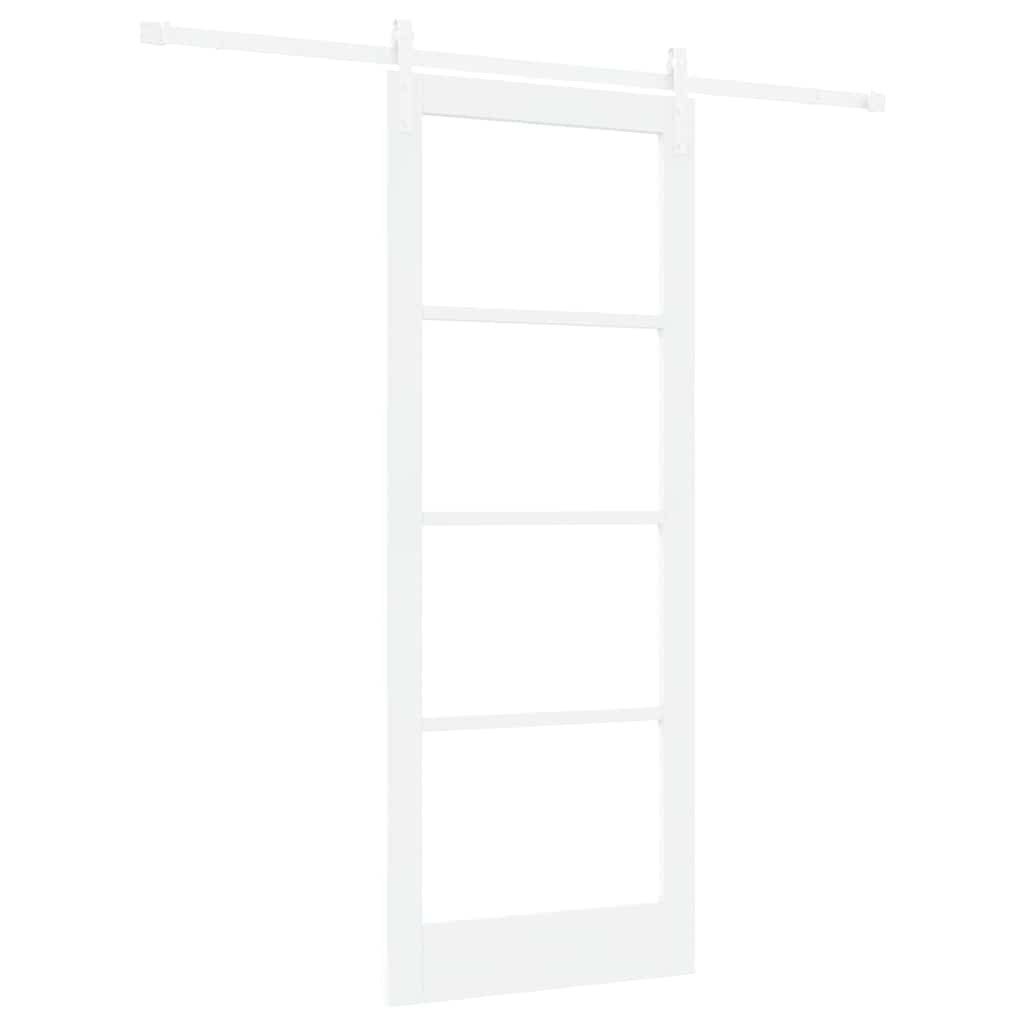 vidaXL Haustür Schiebetür ORKDAL Weiß 83 x 211 cm Massivholz Kiefer und Glas (1-St)
