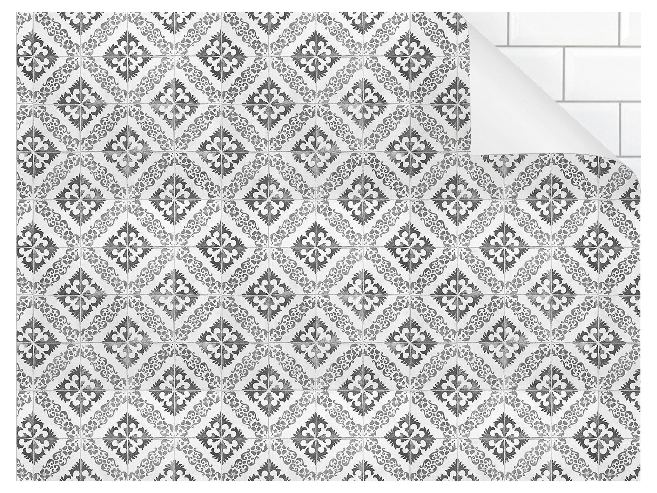 Bilderdepot24 Küchenrückwand selbstklebend schwarz weiss mit Motiv Vintage, (1-tlg., Nischenrückwand - für Fliesenspiegel ohne Bohren - matt), Nischenrückwand Fliesenoptik fugenlos Wandpaneel Küche Herd