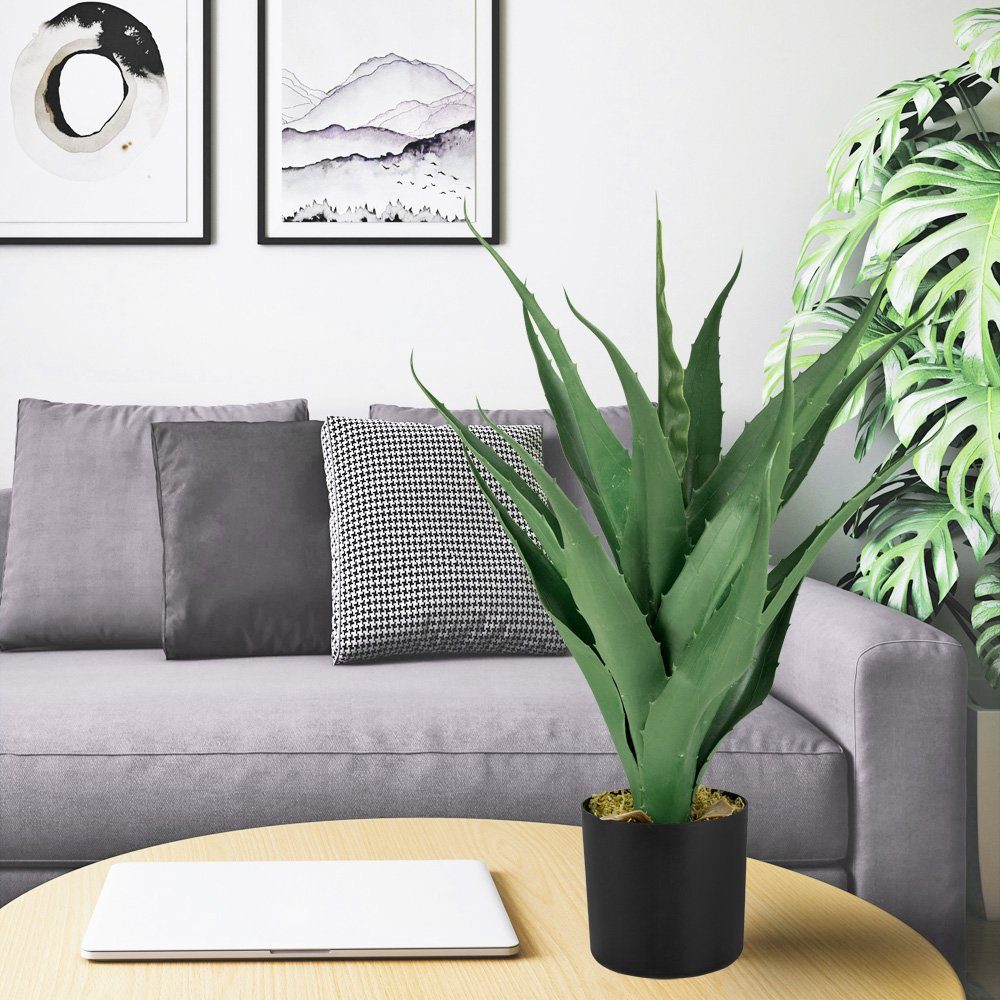 Decovego Decovego, Plastikpflanze 55 cm Aloe Kunstpflanze Künstliche Vera Pflanze Kunstpflanze