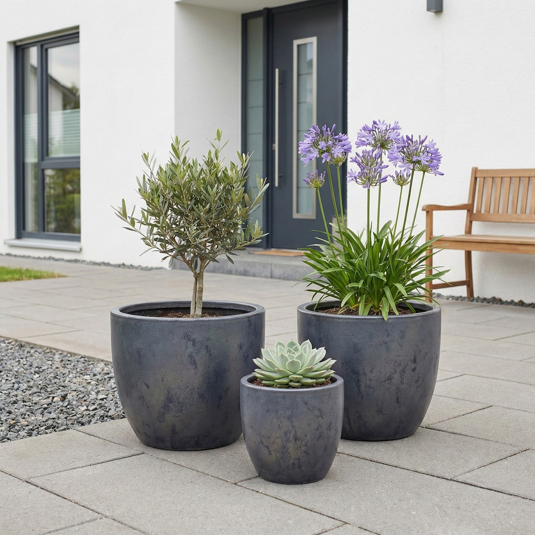 Teramico Blumentopf Pflanzgefäß "Egg Pot" Anthrazit – Ø 21 bis 60 cm – Frostfest (1 St), Frostfest, UV-Fest