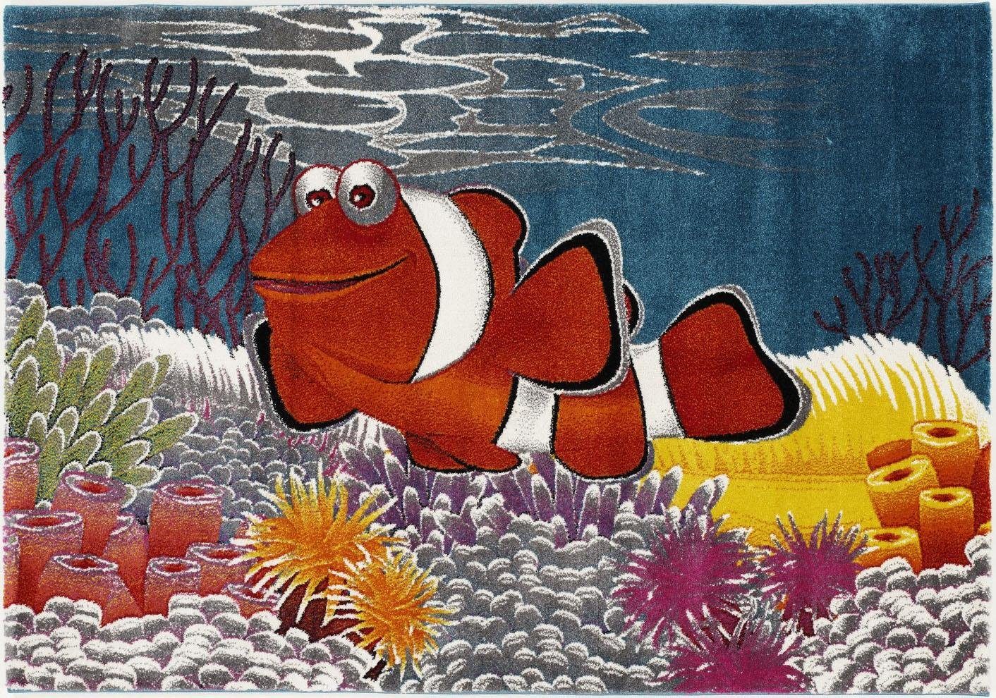 OCI DIE TEPPICHMARKE Kinderteppich Kidsclub Memo, rechteckig, Höhe: 13 mm, Aquarium Fisch, Kinder Kurzflor Teppich