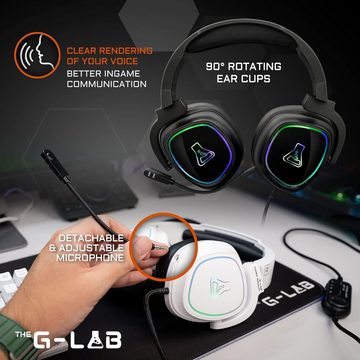 THE G-LAB Gaming-Headset (Das ergonomisch gestaltete, Mit Kabel, mit abnehmbarem Mikrofon, mit LED Licht,Kabel Stereo Sound Bass 3.5mm)