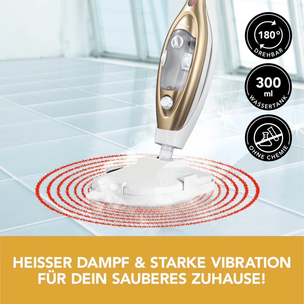 MAXXMEE Dampfbesen, 1300 W, mit Beutel, Dampfsauger, Dampfstrahler