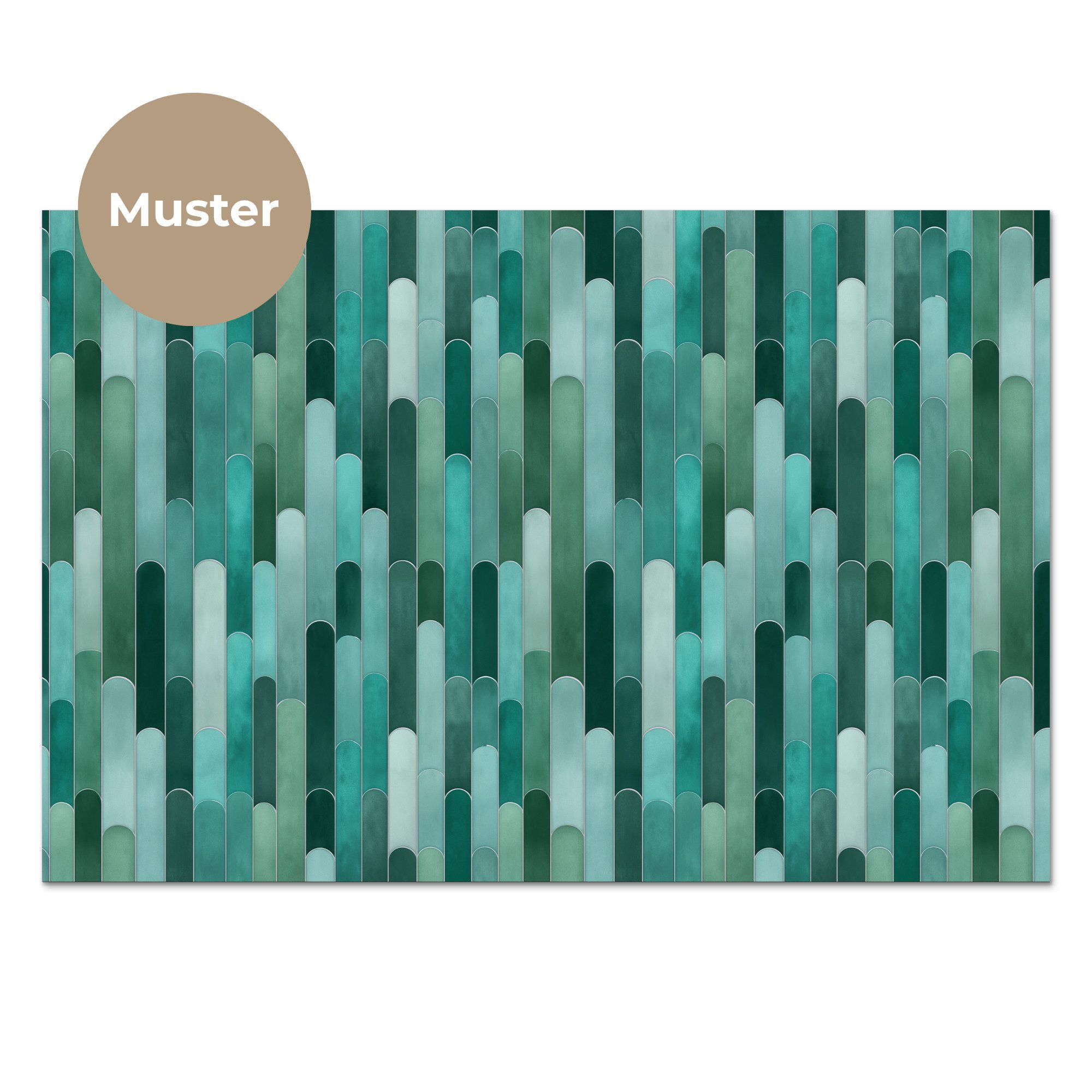 KitchenYeah Küchenrückwand Muster selbstklebend (keine Folie) Fliesen - Länglich - Türkis, (1-tlg), Spritzschutz, Küche, Rückwand, Küchenwand, Küchenfront, 30x20 cm