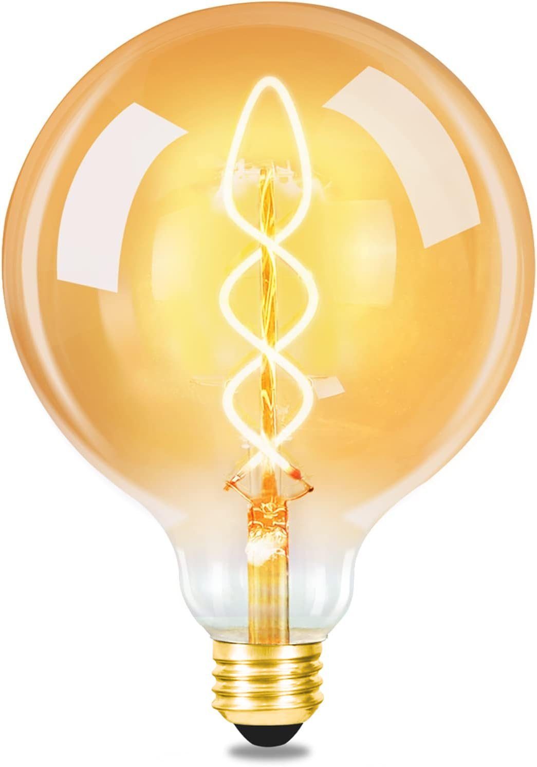 ZMH LED-Leuchtmittel LED Edison Glühlampe G125 Retro Glühbirne Warmweiß  Antike Bulb, E27, 1 St., Warmweiß, für Nostalgie im Haus Café Restaurant | Leuchtmittel