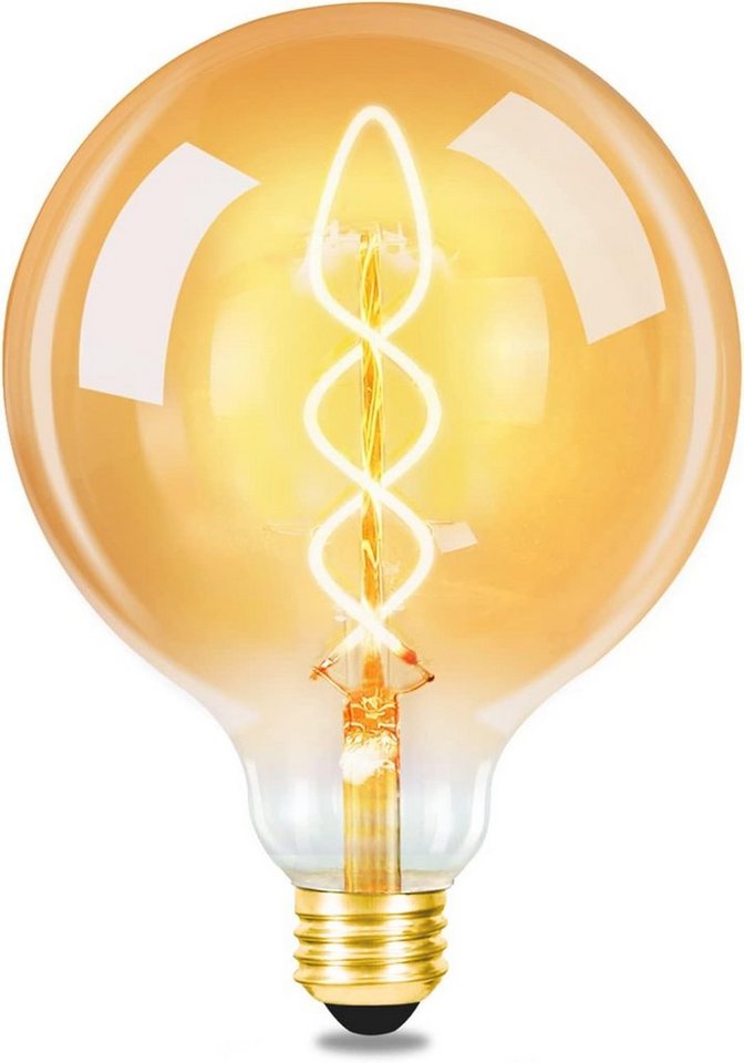 ZMH LED-Leuchtmittel LED Edison Glühlampe G125 Retro Glühbirne Warmweiß  Antike Bulb, E27, 1 St., Warmweiß, für Nostalgie im Haus Café Restaurant