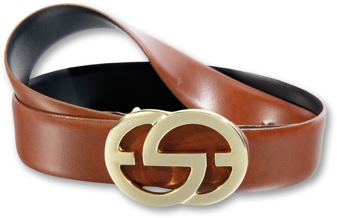 Silbergift Koppelgürtel mit goldfarbener Designschließe günstig online kaufen
