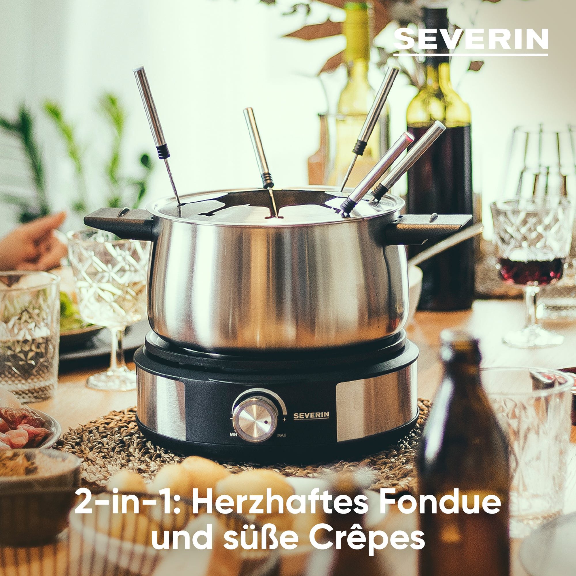Severin Elektro-Fondue FO2471, 1,4 l, mit Crêpesfunktion