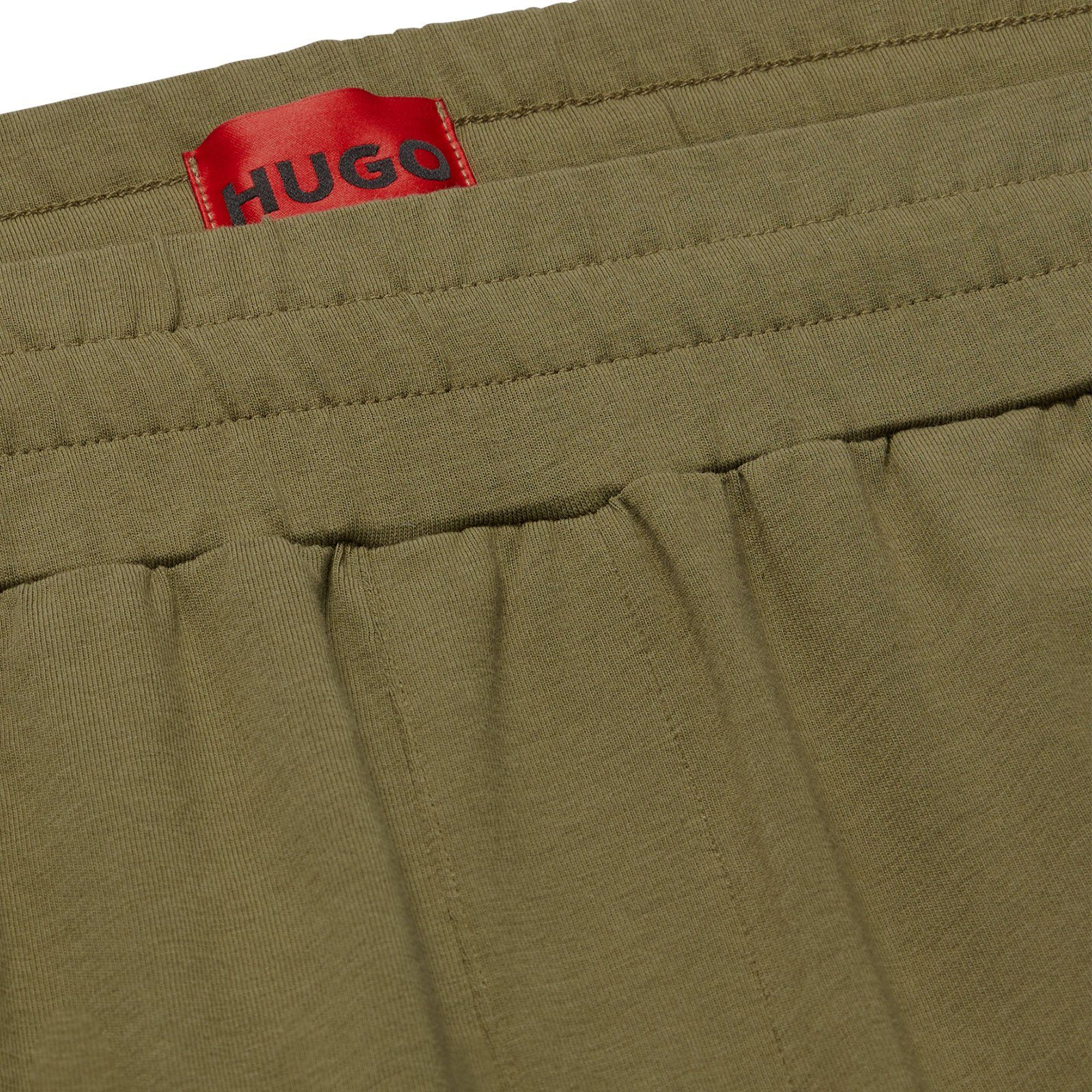 HUGO Loungehose Labelled Pants verstellbarem open 345 mit Tunnelzug green