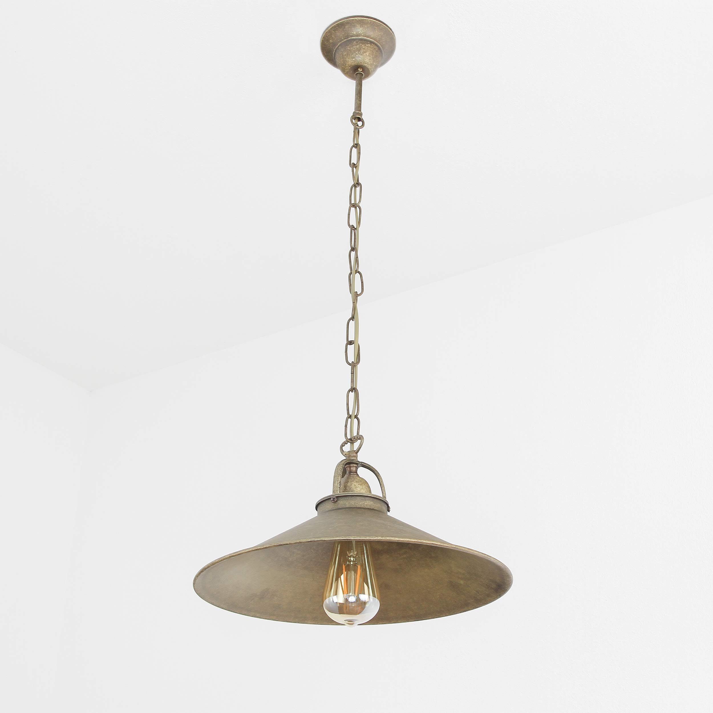 Licht-Erlebnisse Pendelleuchte ALICE, ohne Leuchtmittel, Hängelampe Esszimmer Echt-Messing bronziert E27 Industrial Vintage