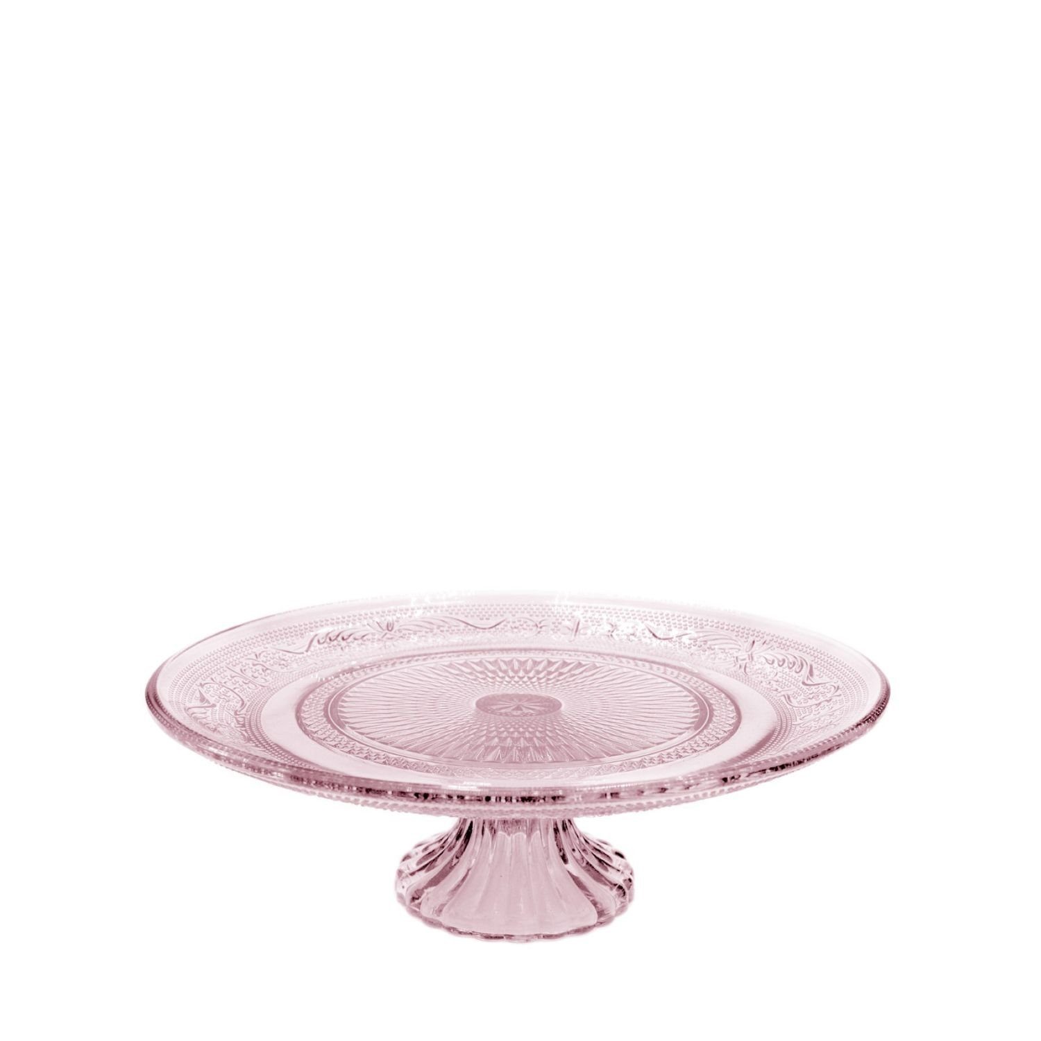NaDeco Dekovase Tortenplatte Glas mit Fuß, Farbe Rosa, Größe Ø 18 x H 7.5cm