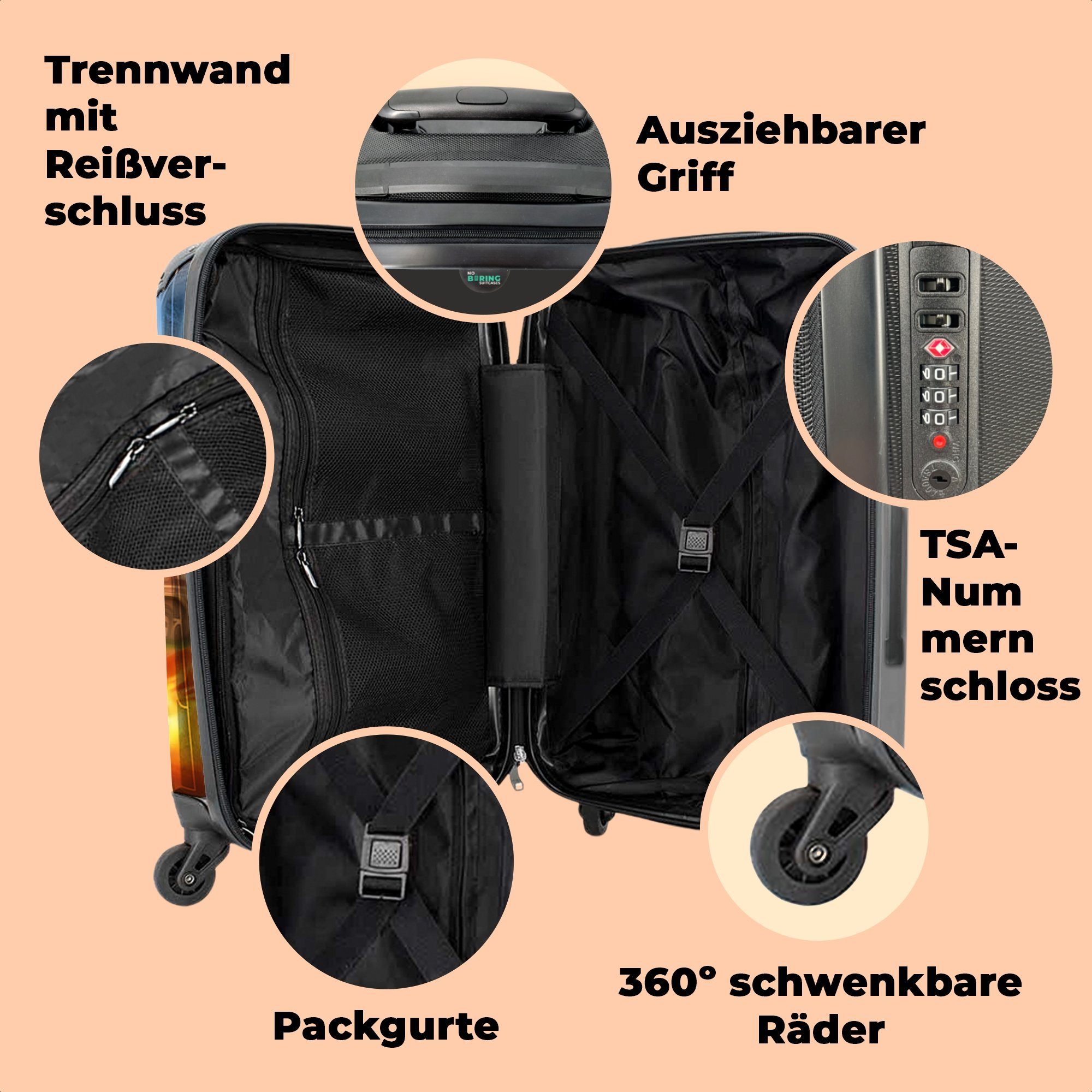 Rollen, Aufgabegepäck Rollkoffer mit Rollen NoBoringSuitcases.com© Reisekoffer Jungen Feuerwehr 67x43x25cm Auto, Kinder Trolley - 4 - Koffer - - Große 4