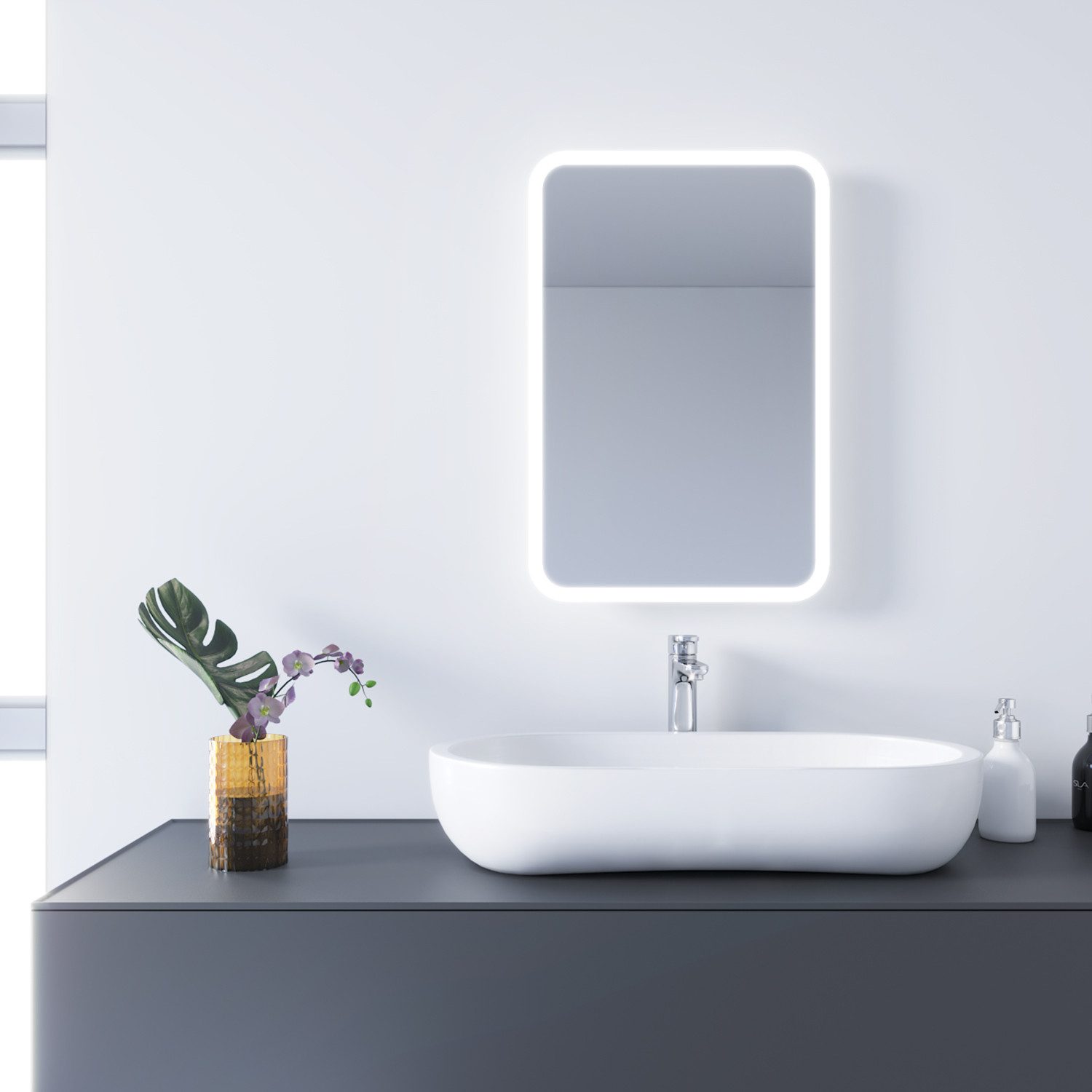 SONNI Badspiegel Badspiegel mit Beleuchtung Wandspiegel 60 x 40cm Led Badsp günstig online kaufen