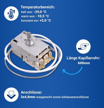 VIOKS Thermodetektor Kühlthermostat Ersatz für Liebherr 6151097 für Kühlschrank, 3 x 4,8 mm AMP