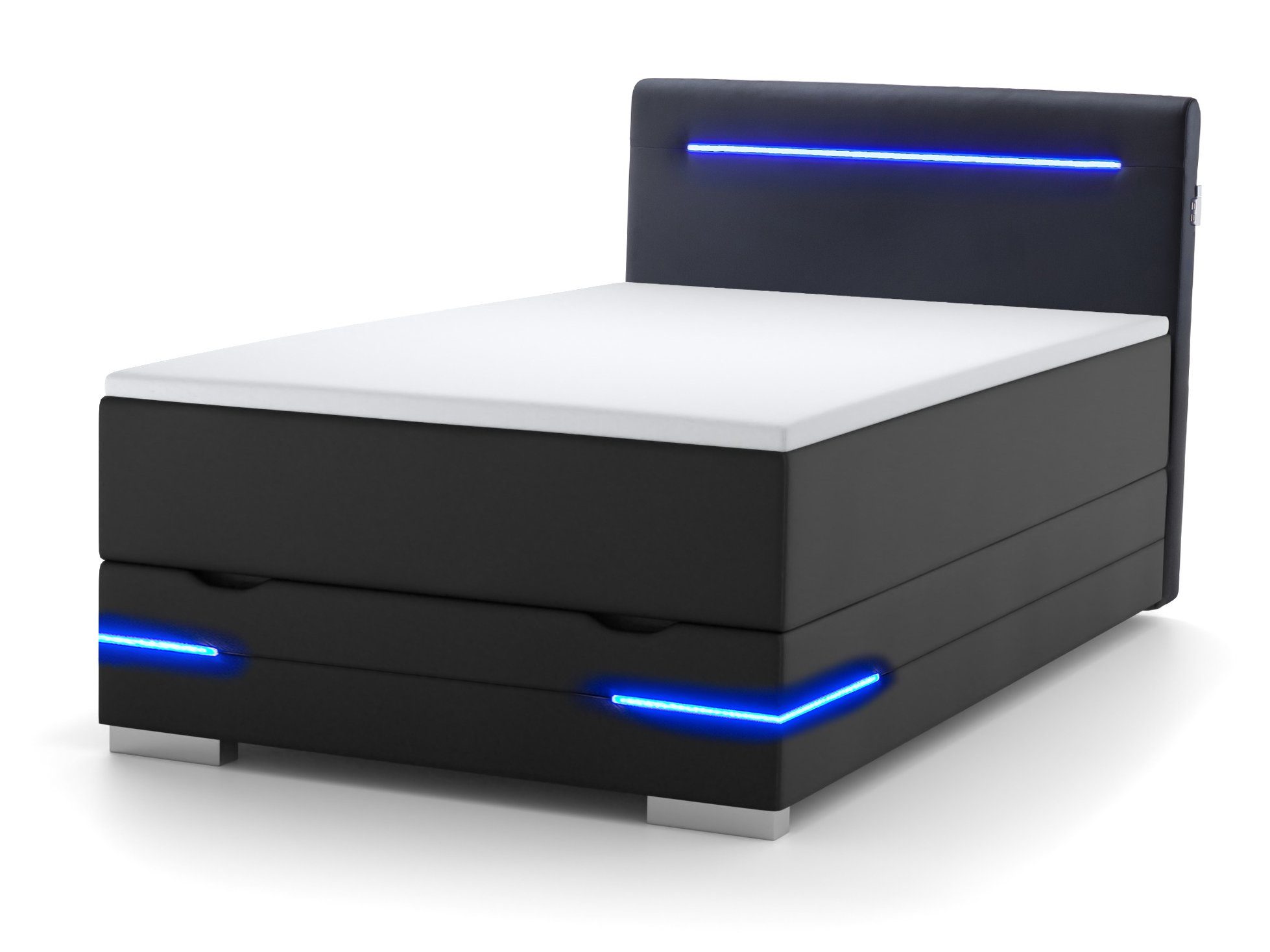 wonello Boxspringbett Dallas, inkl. LED-Beleuchtung, Bettkasten, 2x USB-Ans günstig online kaufen
