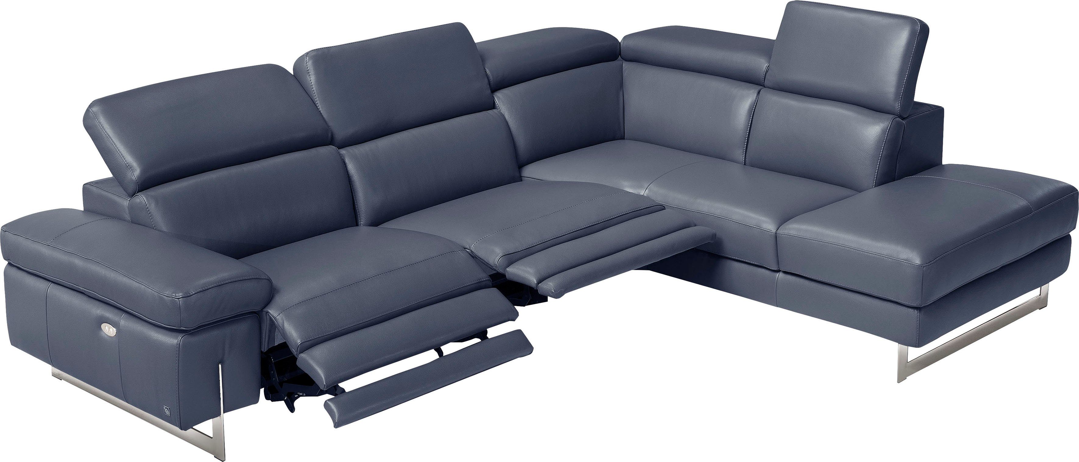 Egoitaliano Ecksofa Candice, elegant, edel und bequem, erstklassiger Sitzkomfort, L-Form, inkl. 2 elektrischer Relaxfunktionen, Bedienung über Taste an Armlehne