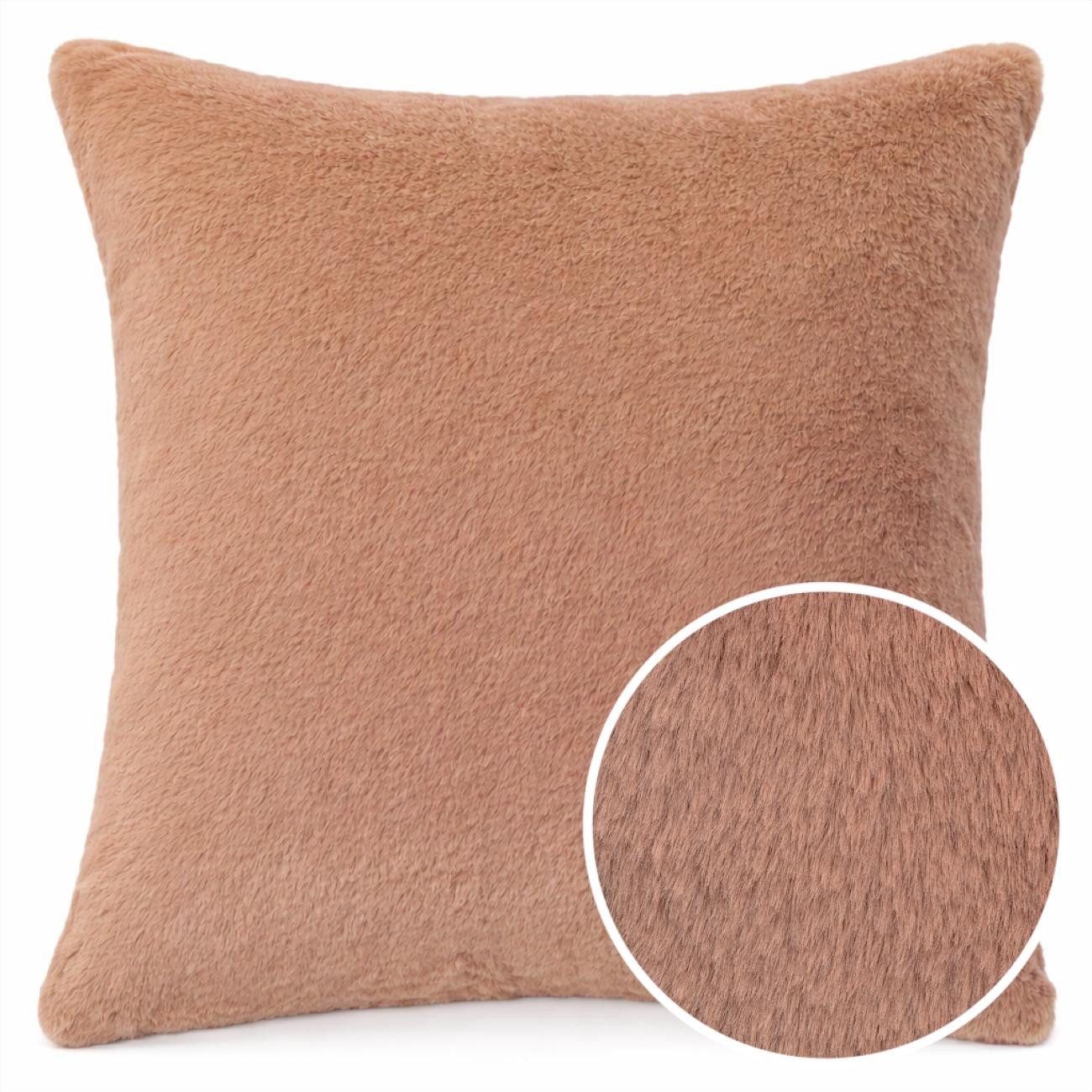 ANRO Dekokissen PLÜSCH Bär Schlicht Kunstfell Sofakissen Kuschelkissen Flauschig, sehr weich & kuschelig 40x40cm OHNE Füllung Uni-Einfarbig Altrosa