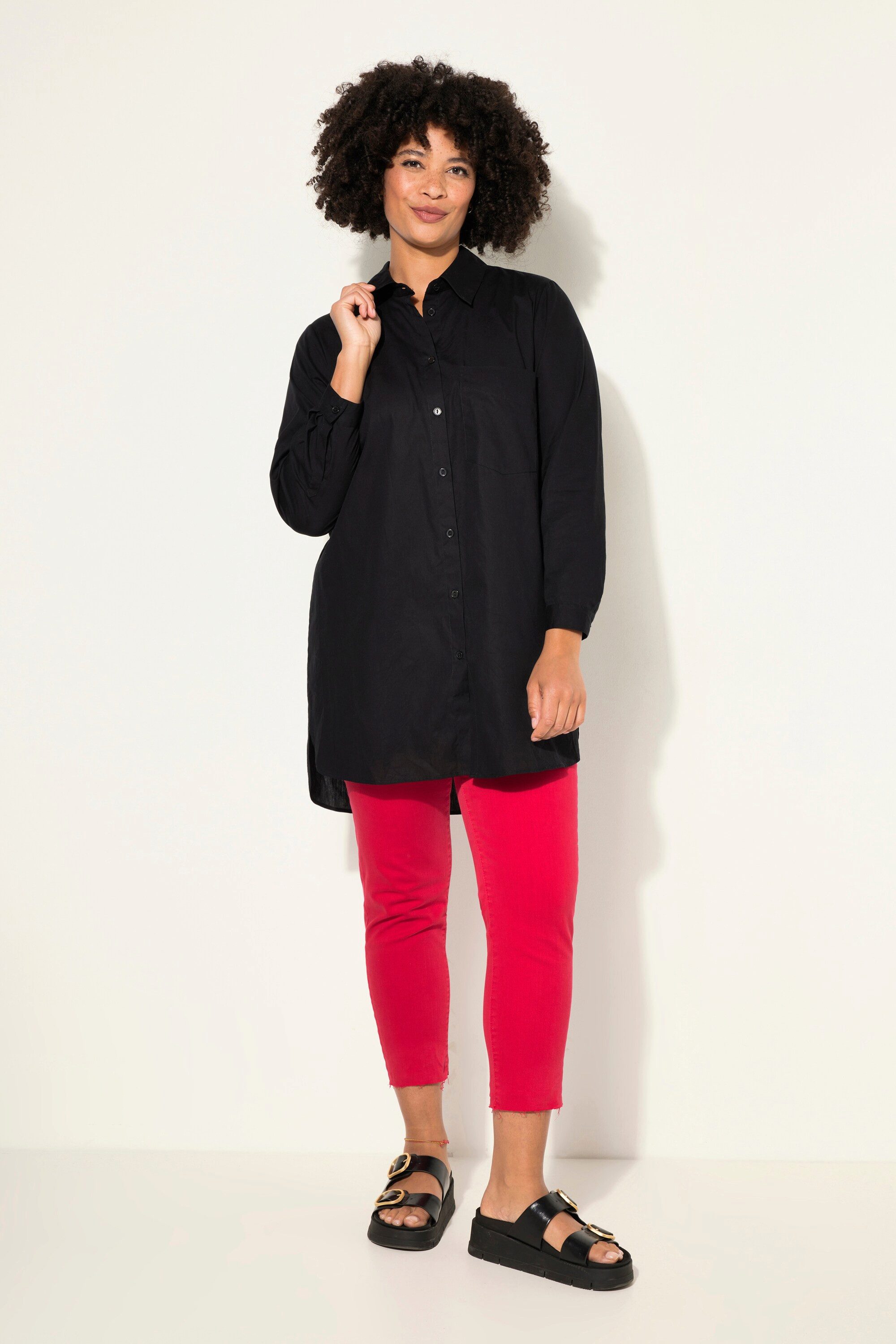 Hemdbluse Hemdbluse oversized Hemdkragen Langarm