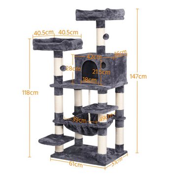 Yaheetech Kratzbaum, 150 cm Katzenbaum Kletterbaum