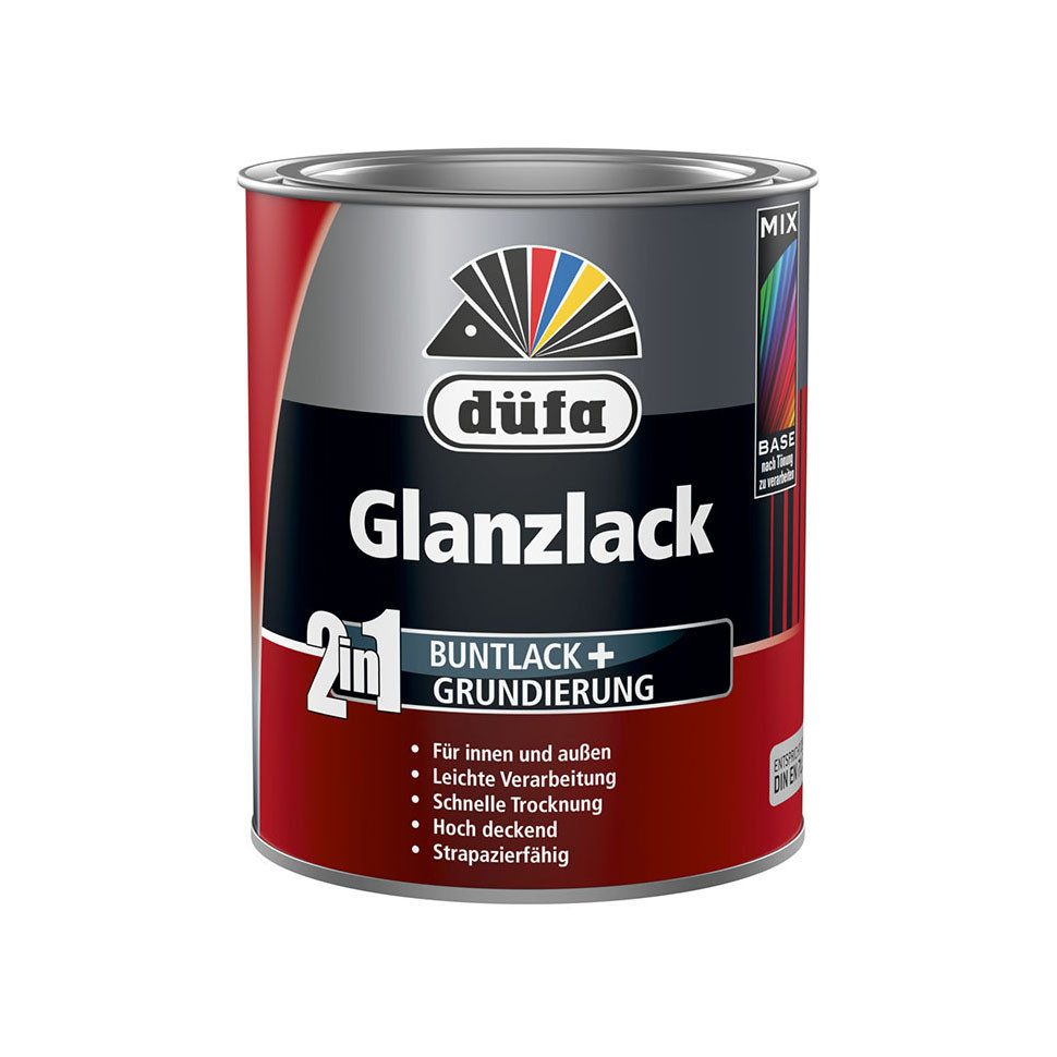 düfa Lack 2in1 Glanzlack 750 ml glänzender Lack+Grundierung Buntlack Acryllack, leichte Verarbeitung + schnelle Trocknung
