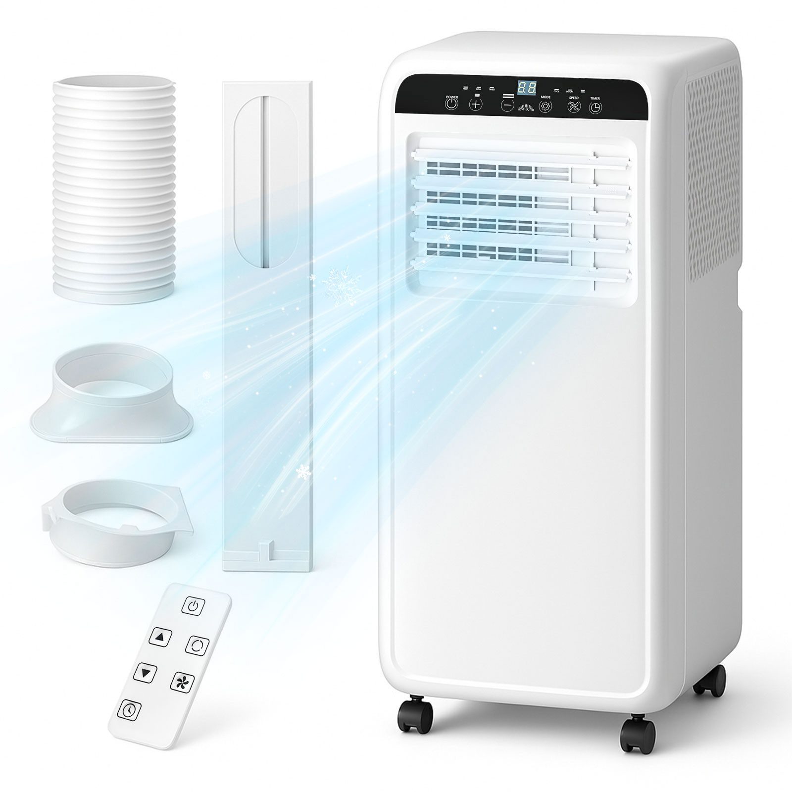 DollarDash 3-in-1-Klimagerät Tragbare Klimaanlage mit Kühlung, Entfeuchtung, Lüftung und 24h-Timer, 7000 BTU für Räume bis 25 m²