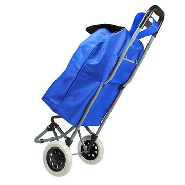 HELO24 Einkaufstrolley Trolley Einkaufswagen Handwagen Koffer Handgepäck blau klappbar