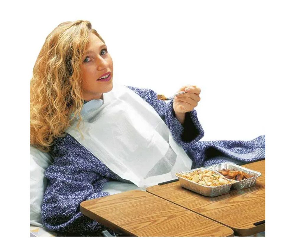 DocMed Stoffserviette Tena BIB Schutzserviette, (Spar Packung, 150 St., Mit Auffangtasche), Flüssigkeitsabsorbierend, Einwegprodukt